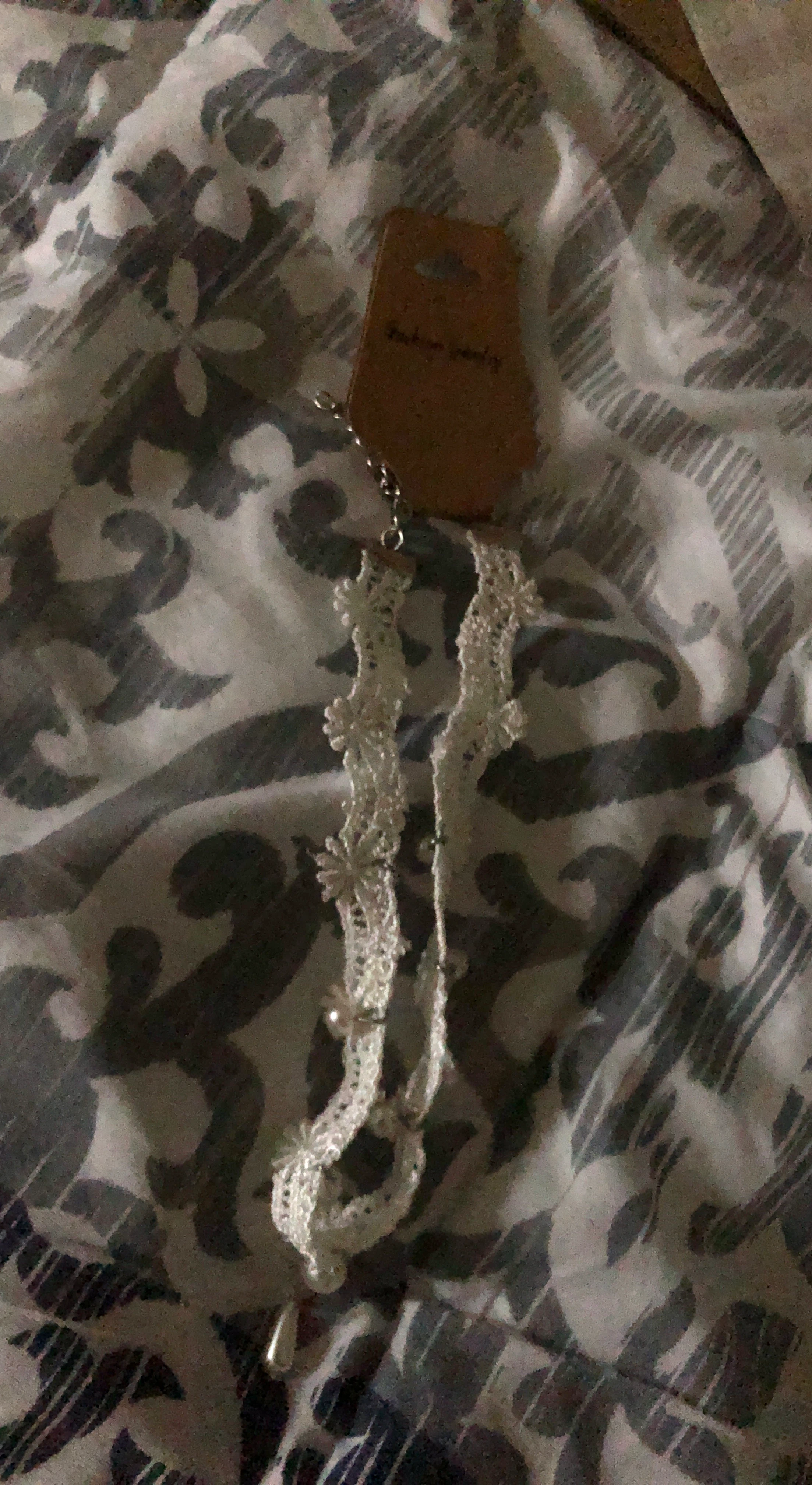 White Lace Choker with Pearl Details