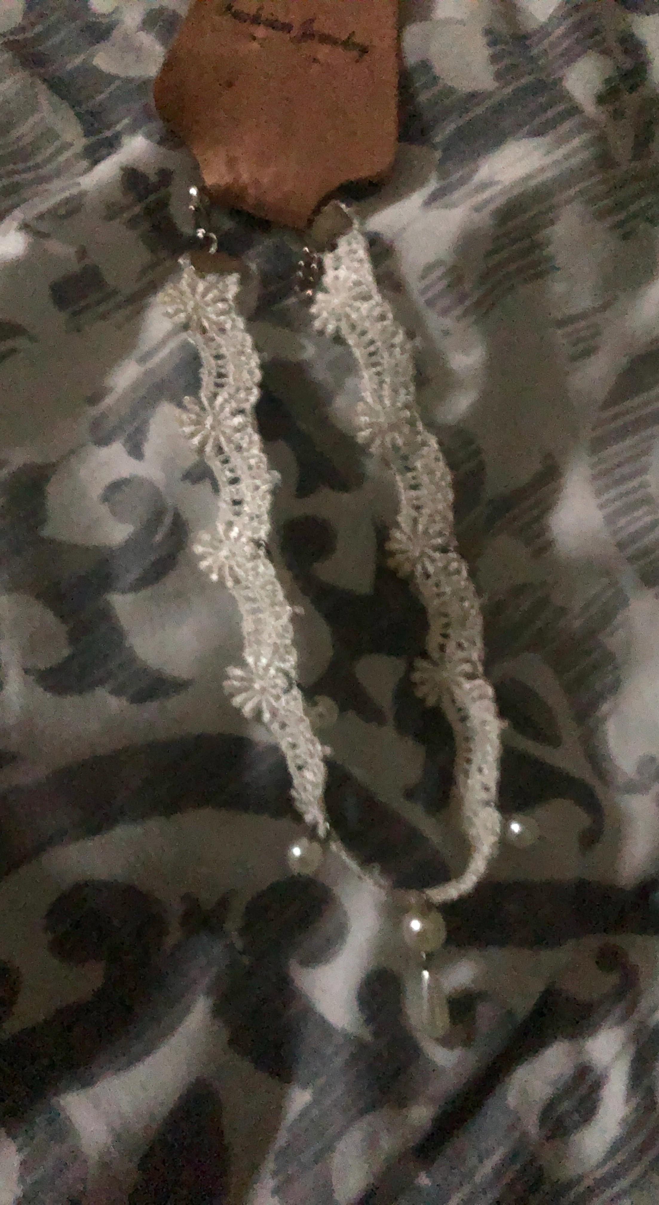 White Lace Choker Necklace with Pearls