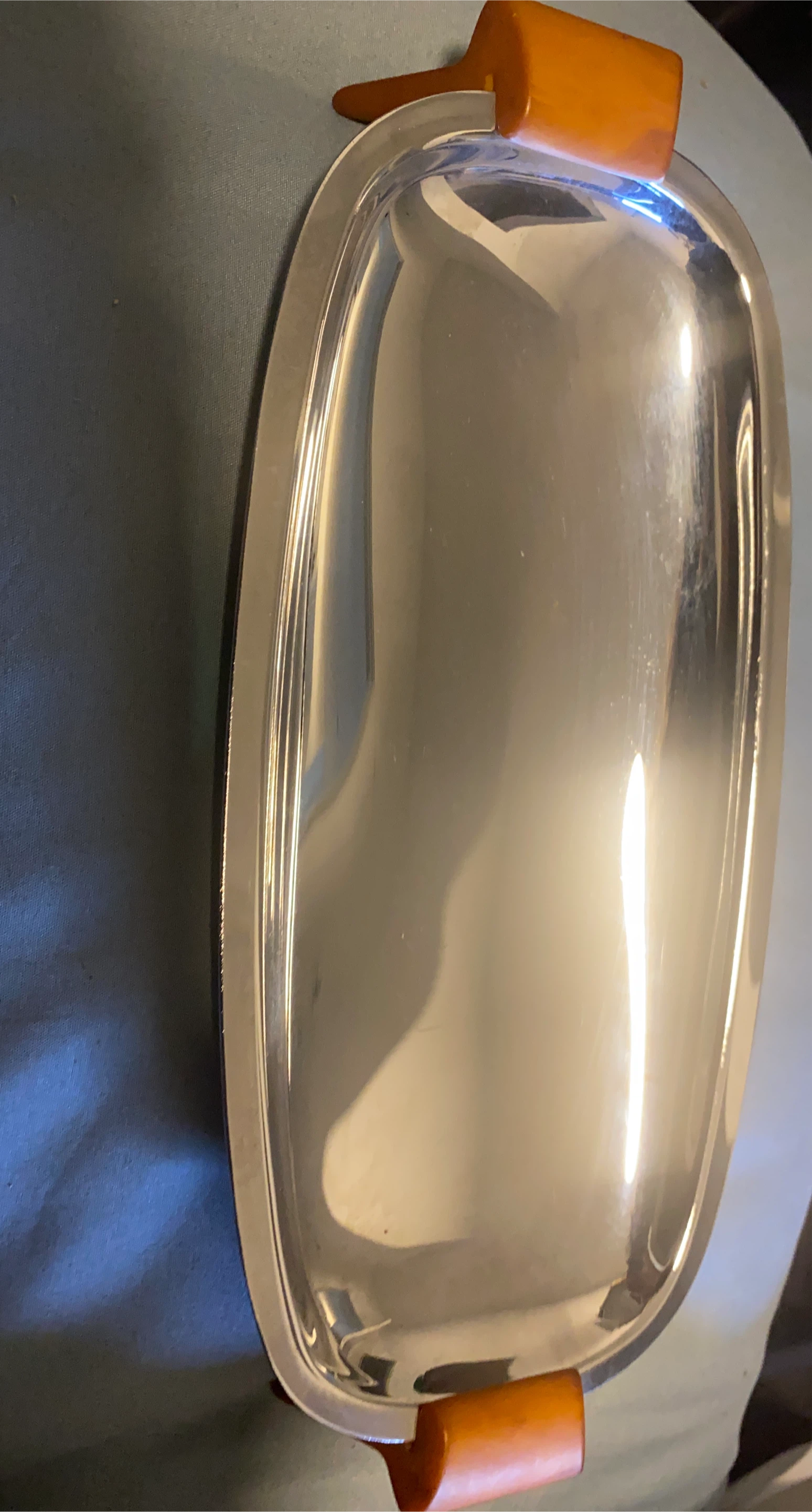 Vintage Serving Tray with Amber Handles