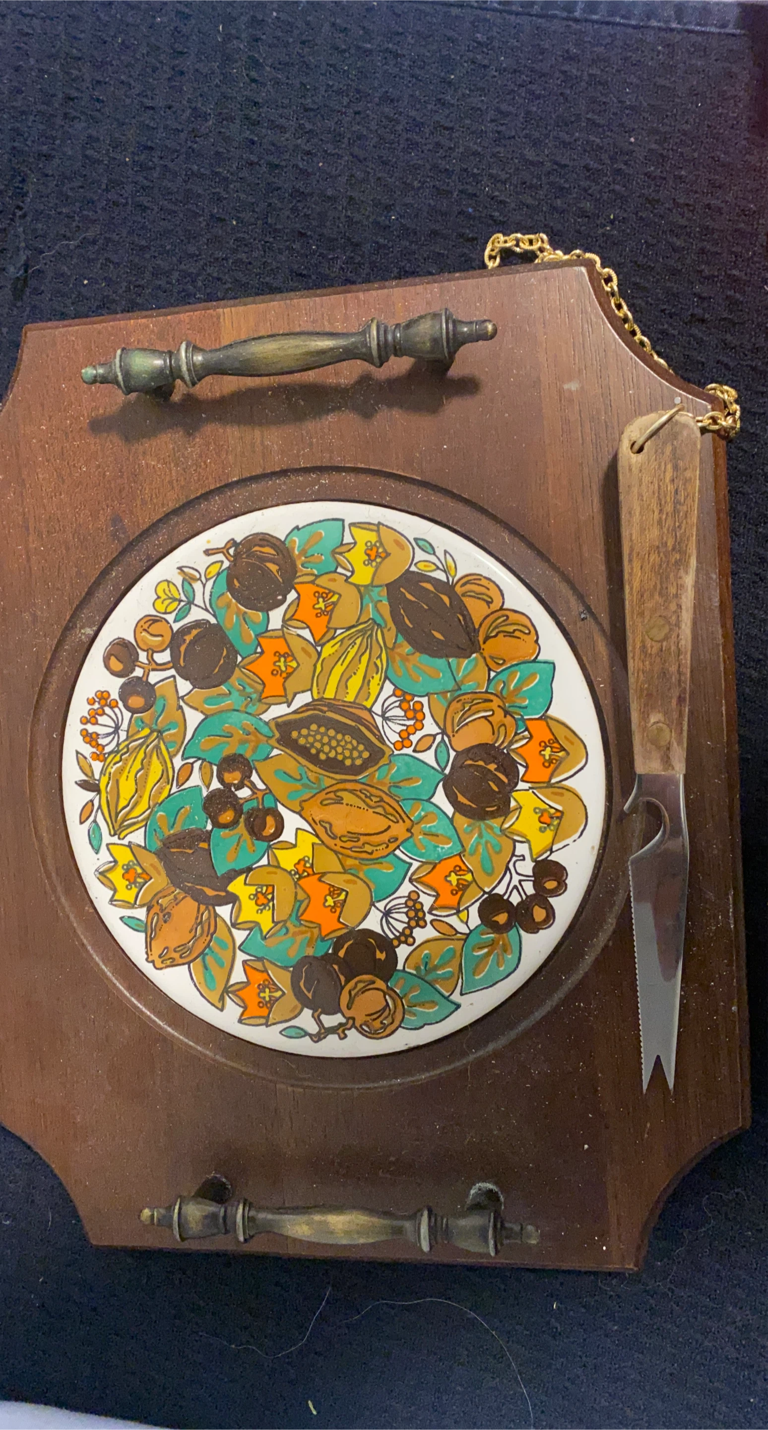 Vintage Cheese Board with Knife