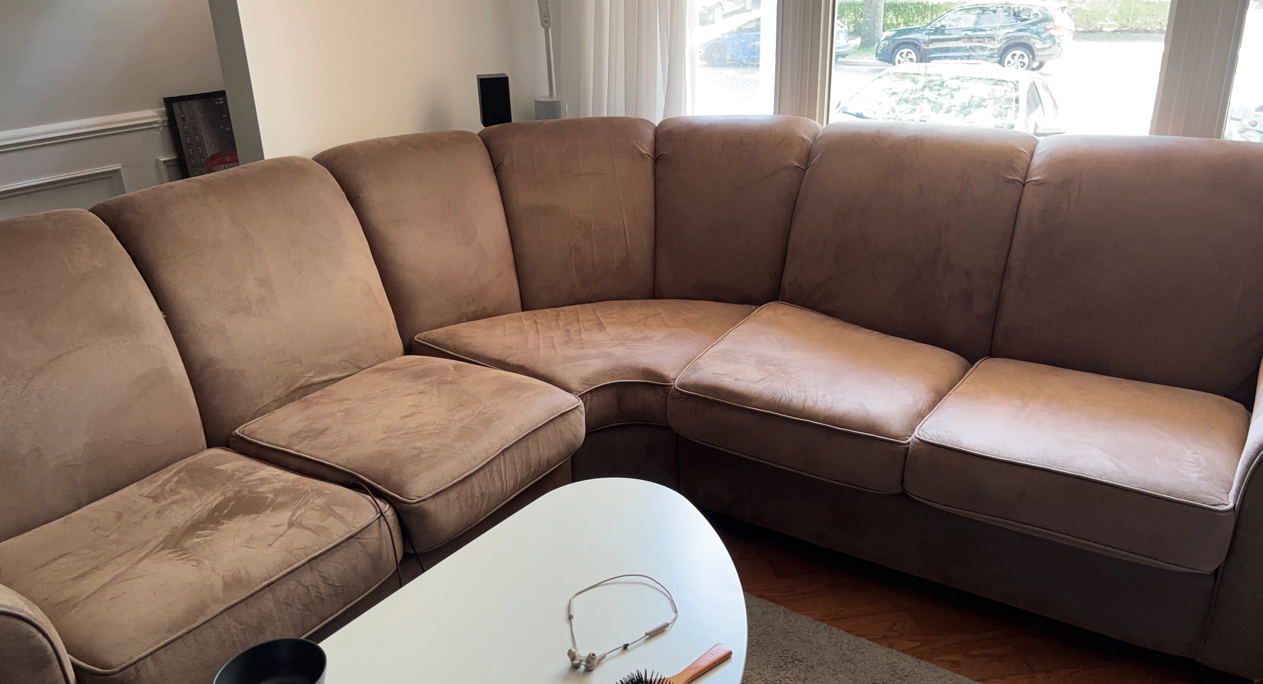 Brown Suede Sectional Couch