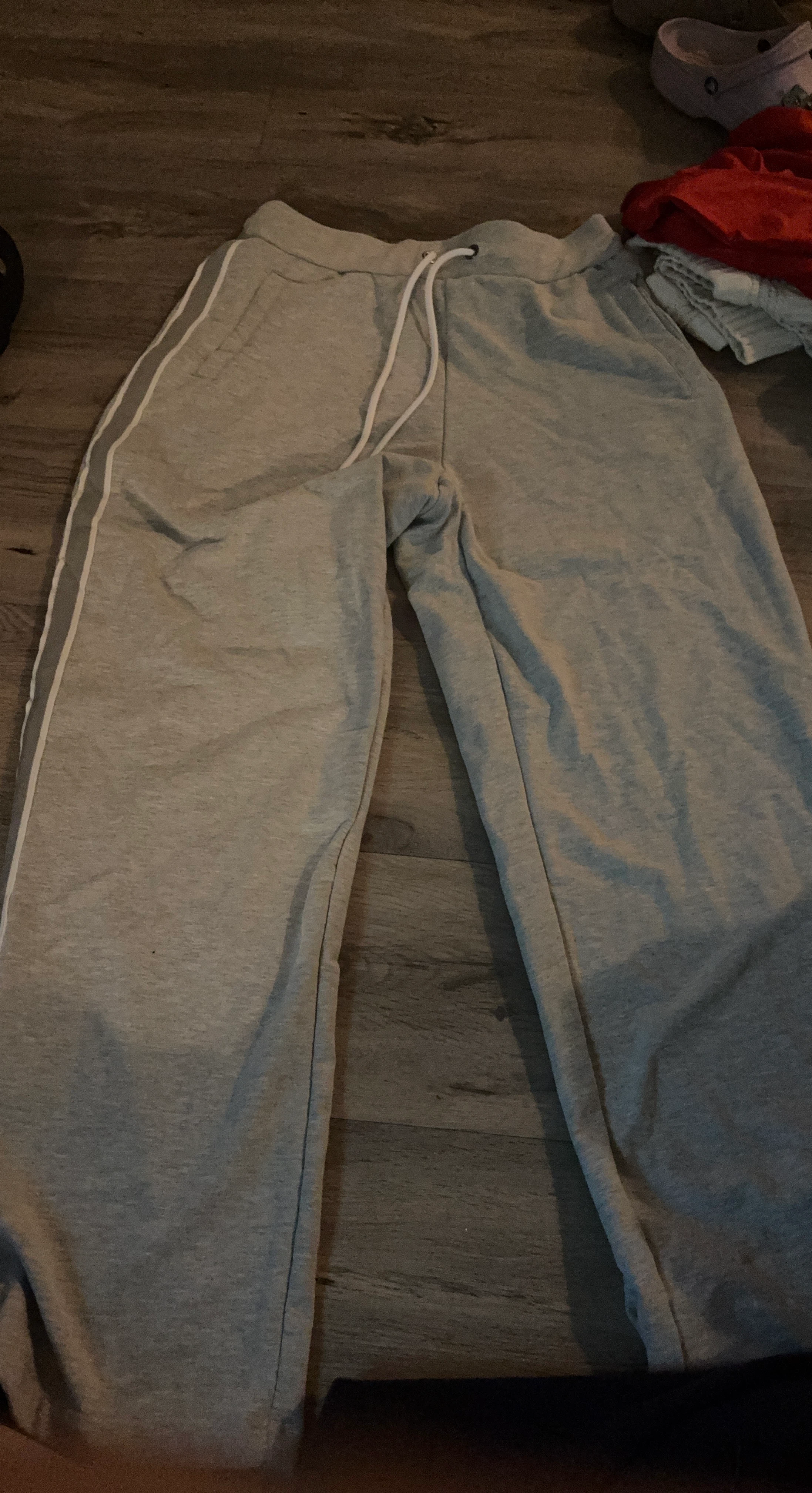 Grey Sweatpants with White Stripe