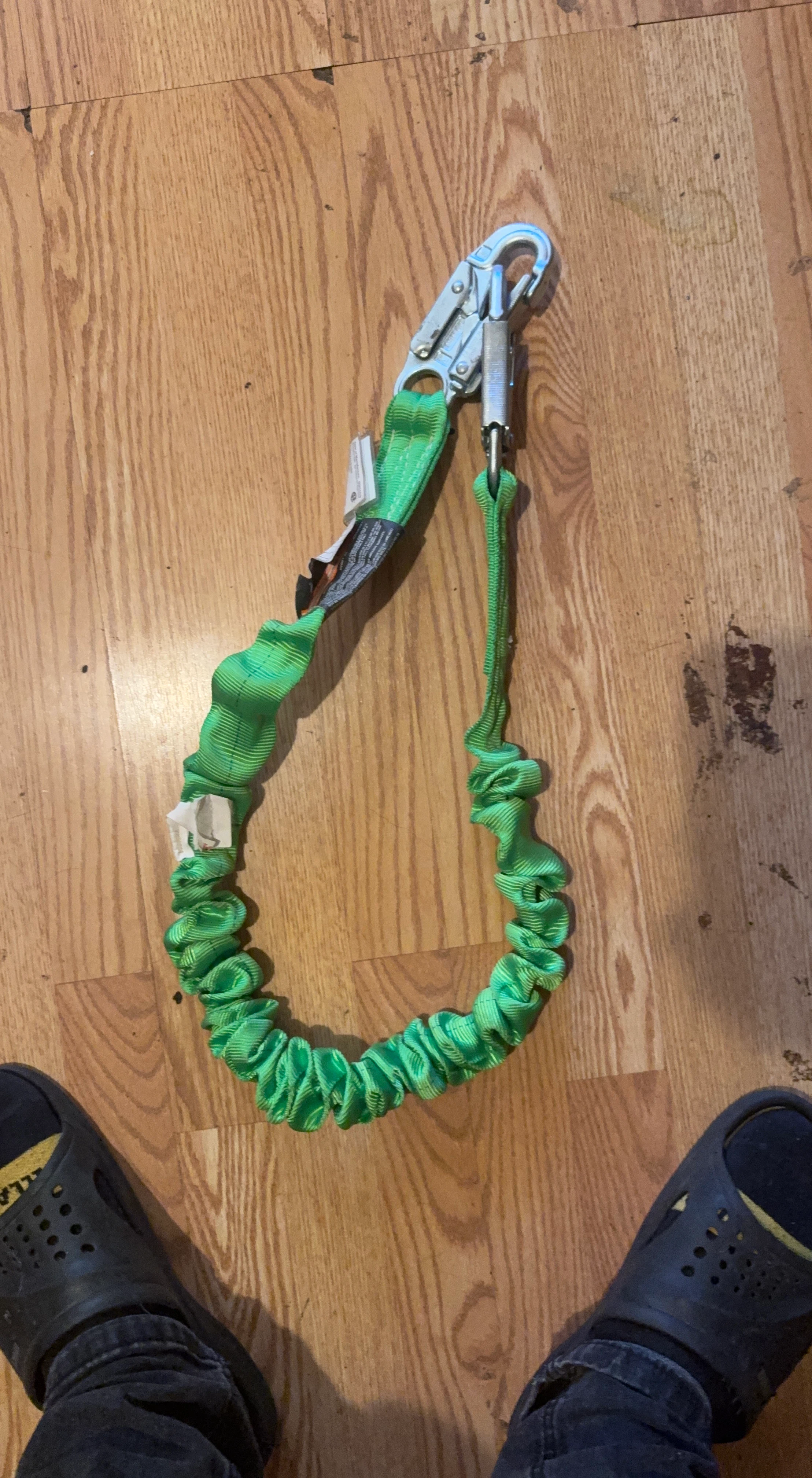 Green Shock-Absorbing Lanyard with Carabiner