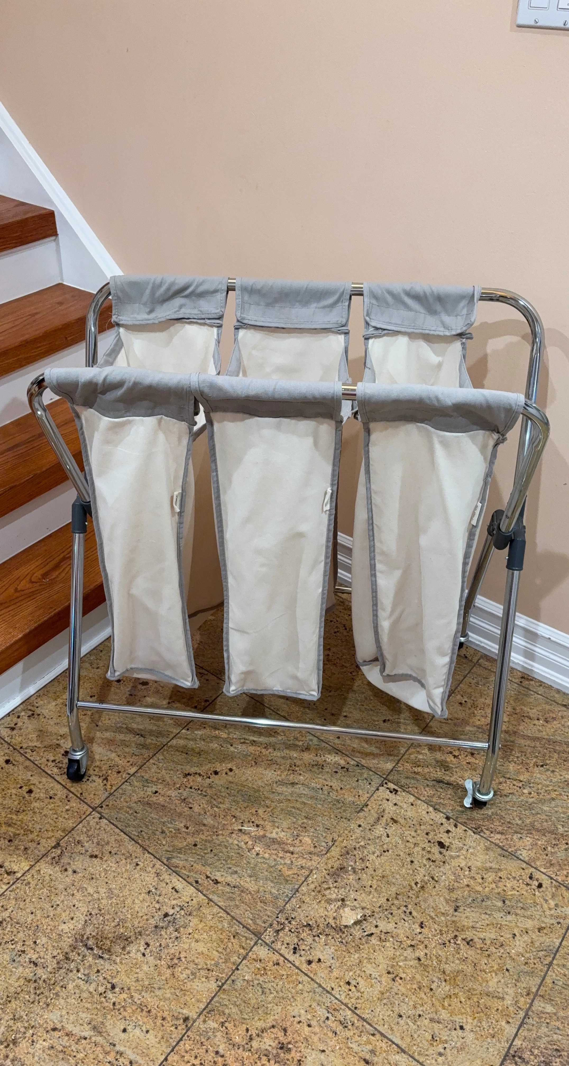 3-Section Laundry Sorter Hamper with Wheels