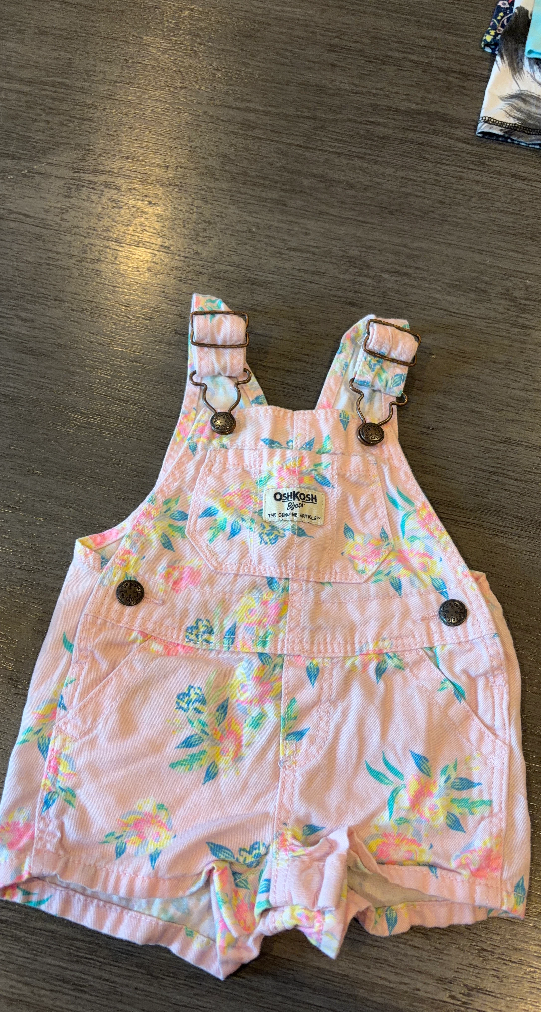 OshKosh B'gosh Baby Girl Pink Floral Short Overalls