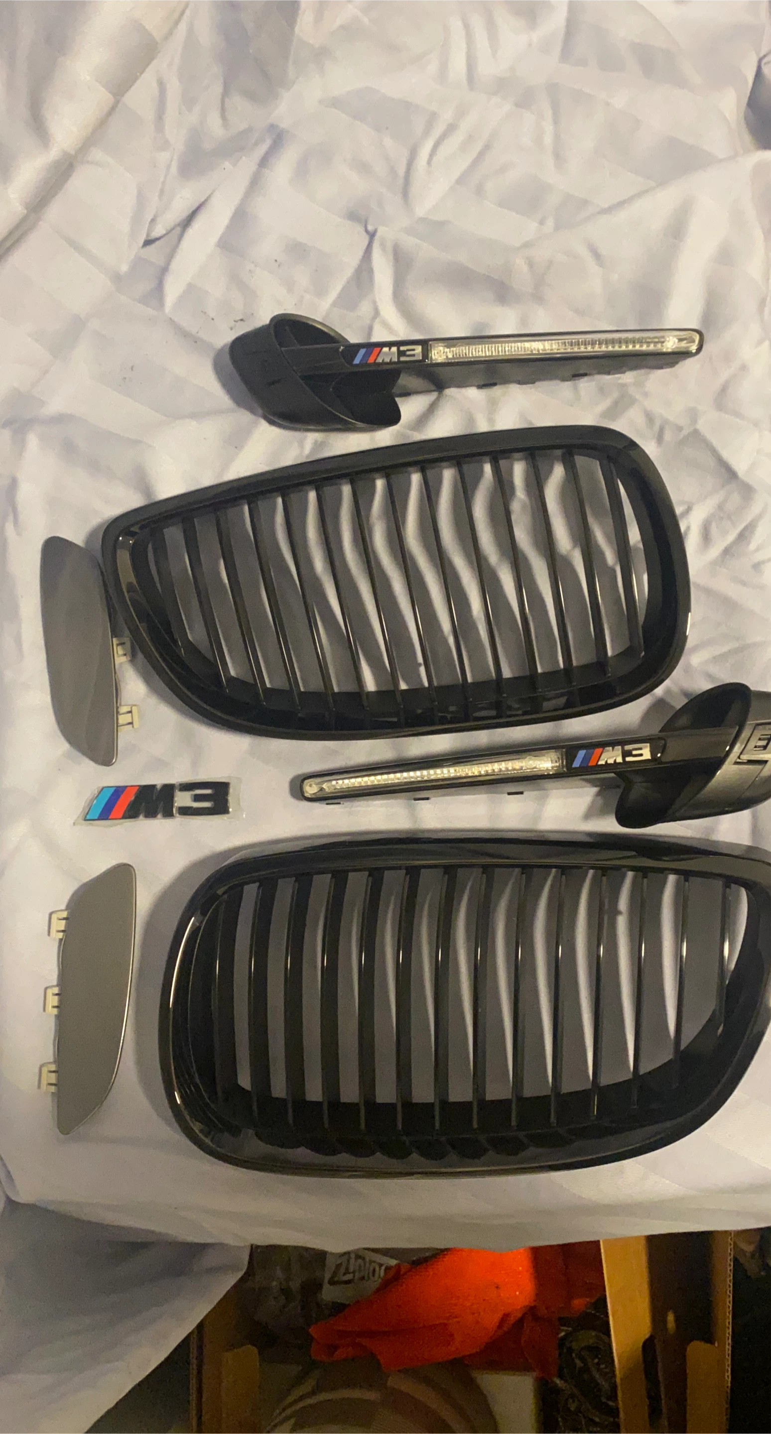 BMW M3 Gloss Black Kidney Grille Set with LED DRLs