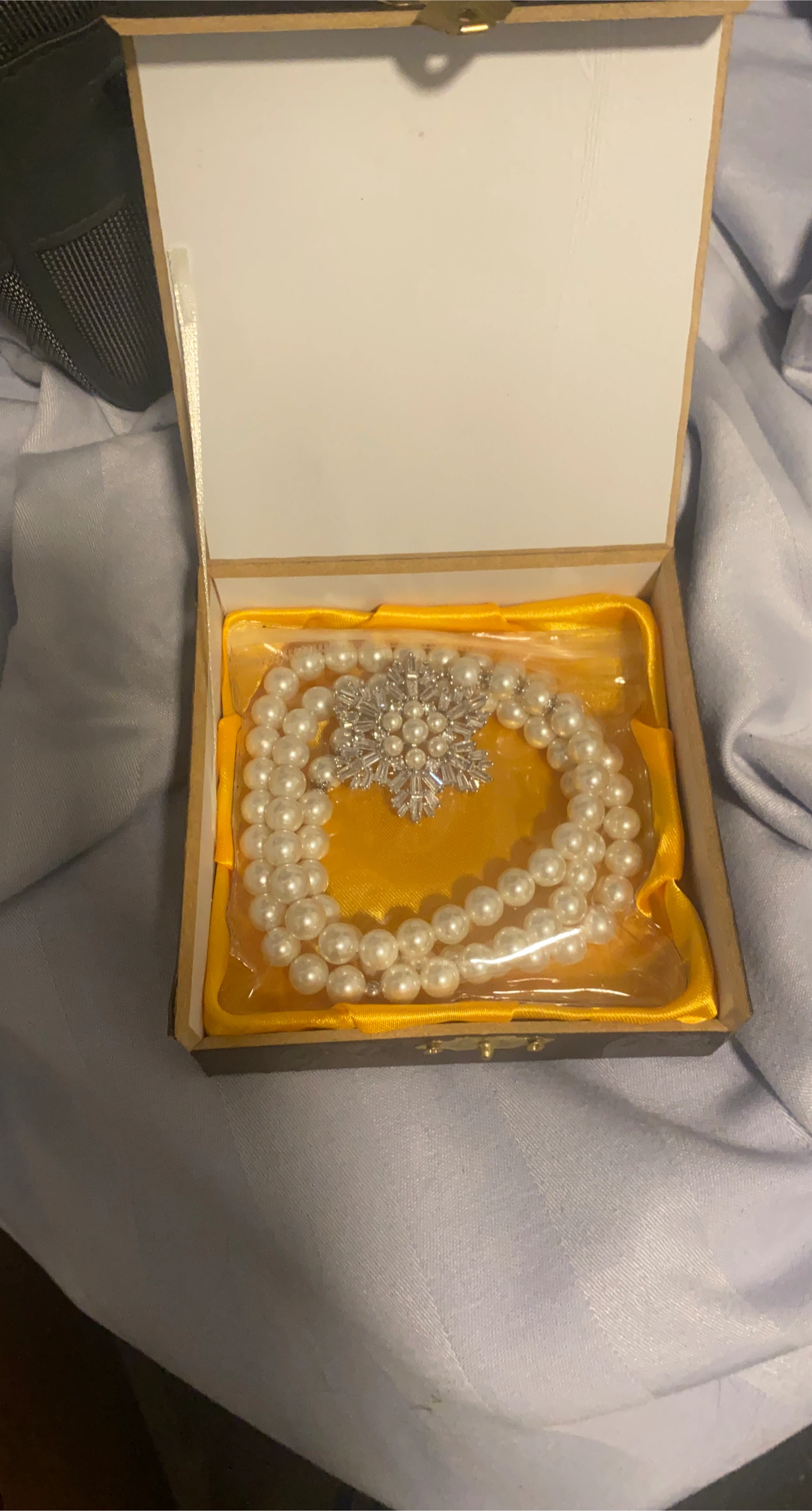Pearl Necklace with Brooch