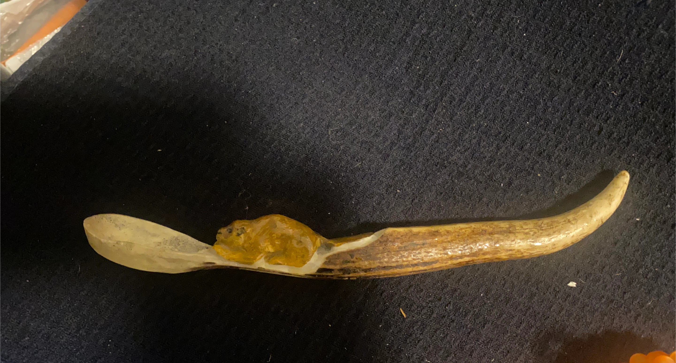 Hand Carved Antler Spoon with Bear