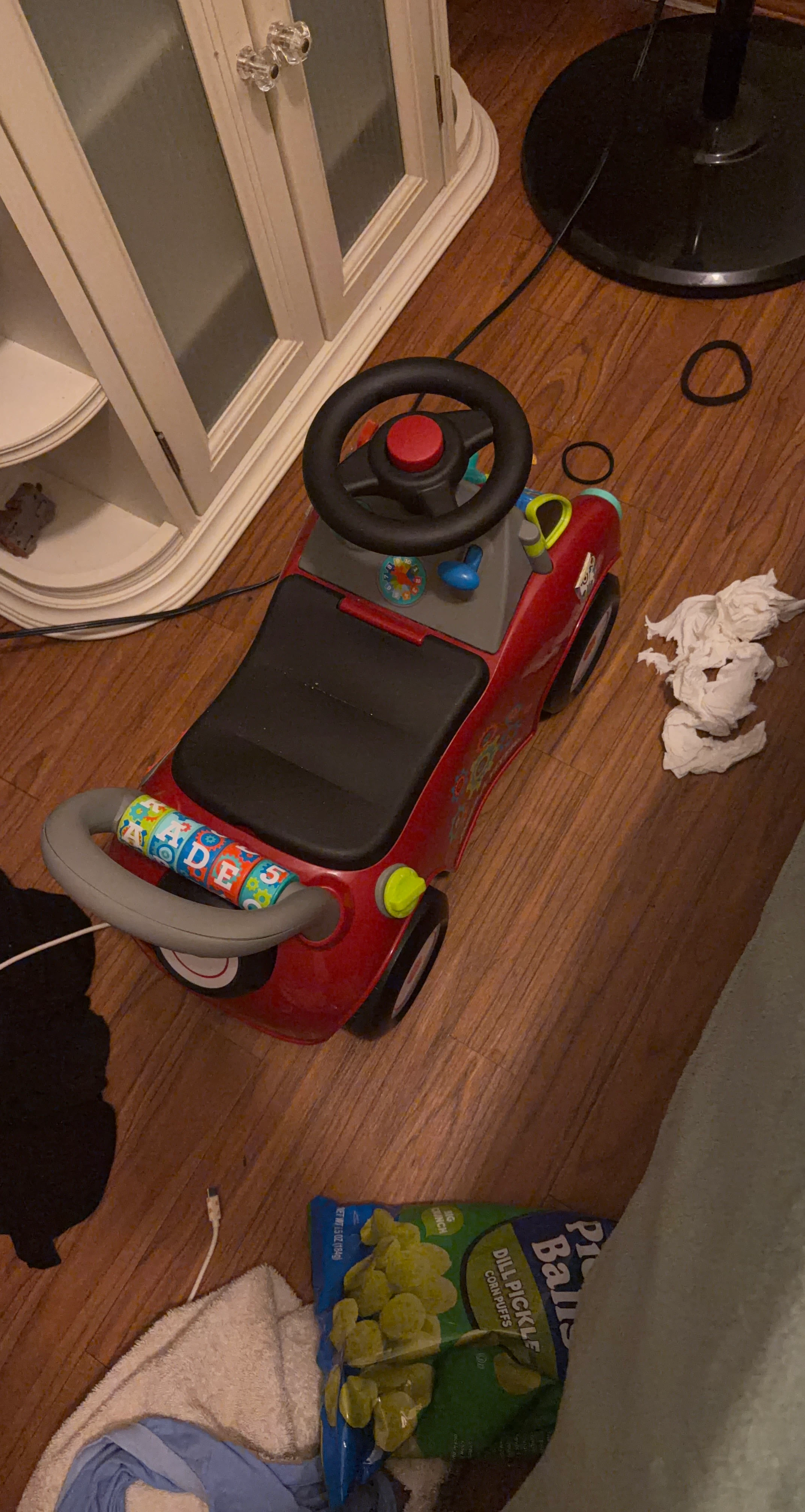 Red Ride-On Car with Steering Wheel