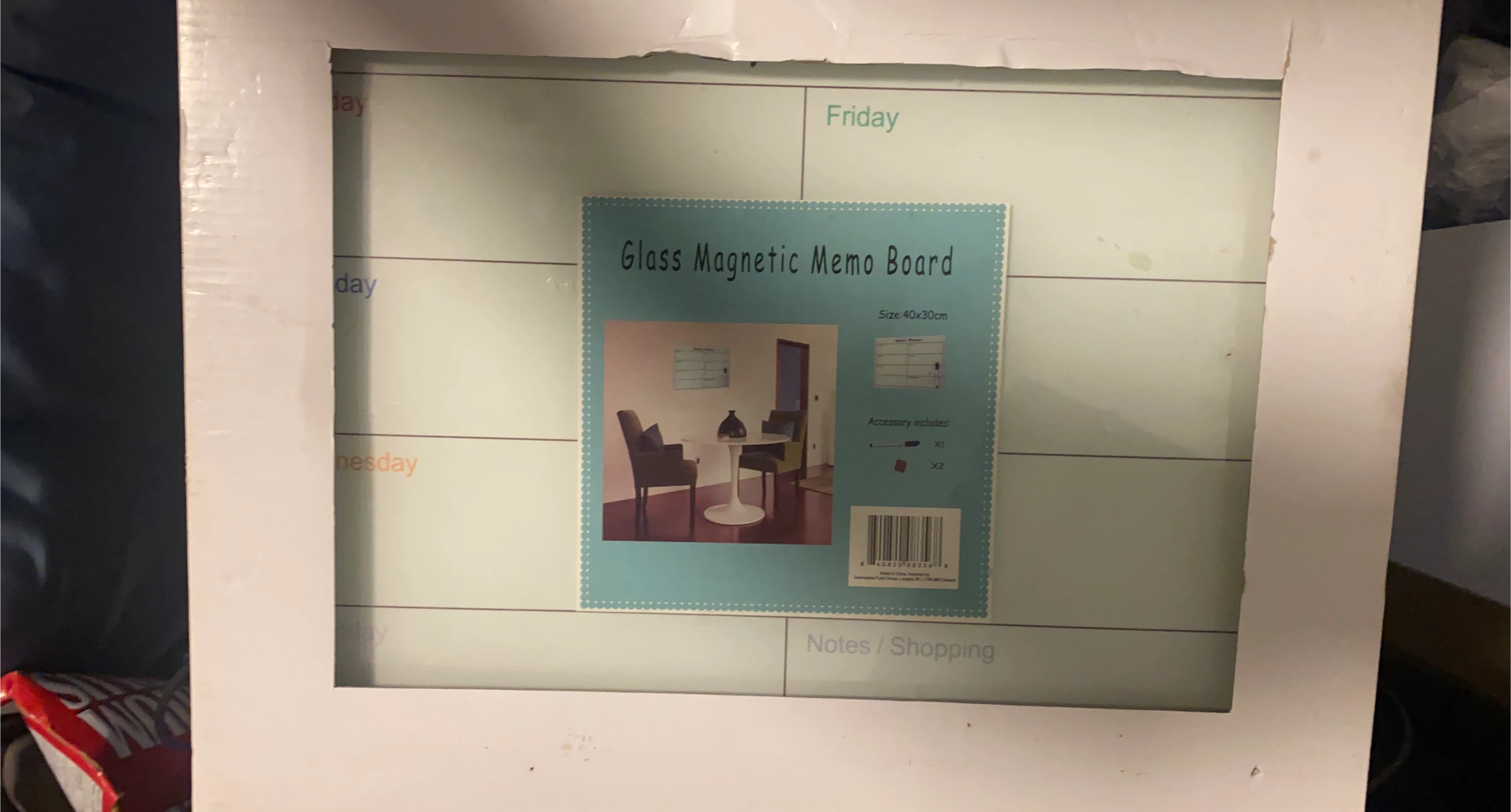 Glass Magnetic Memo Board 40x30cm