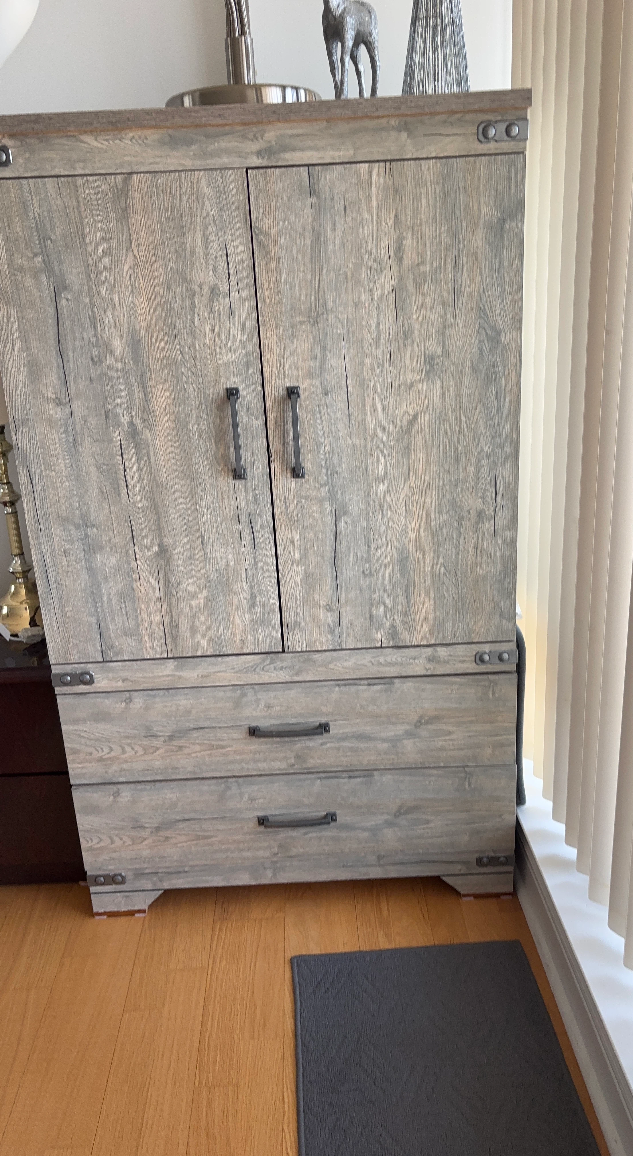 Rustic Wood Wardrobe with Drawers