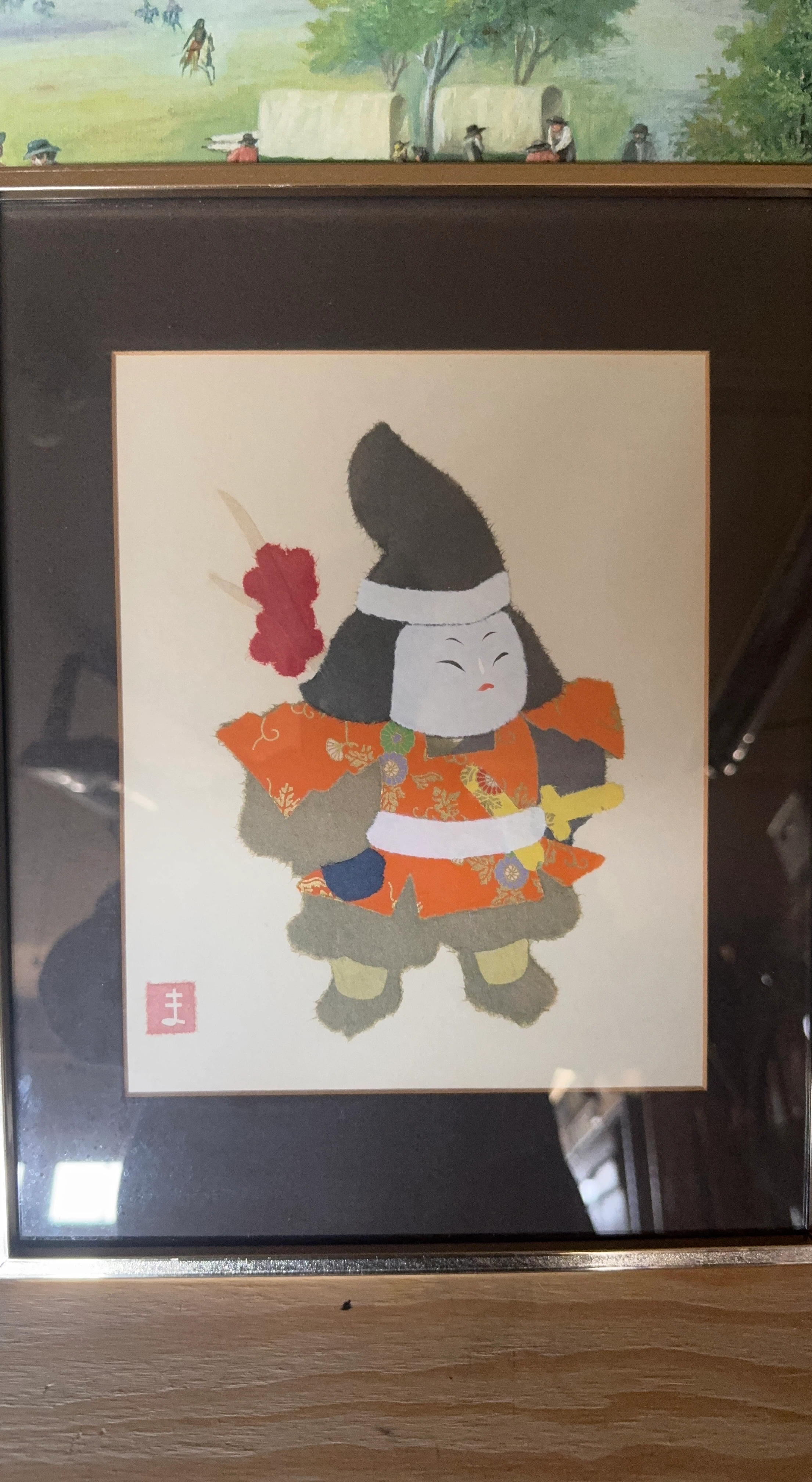 Framed Japanese Kokeshi Doll Print