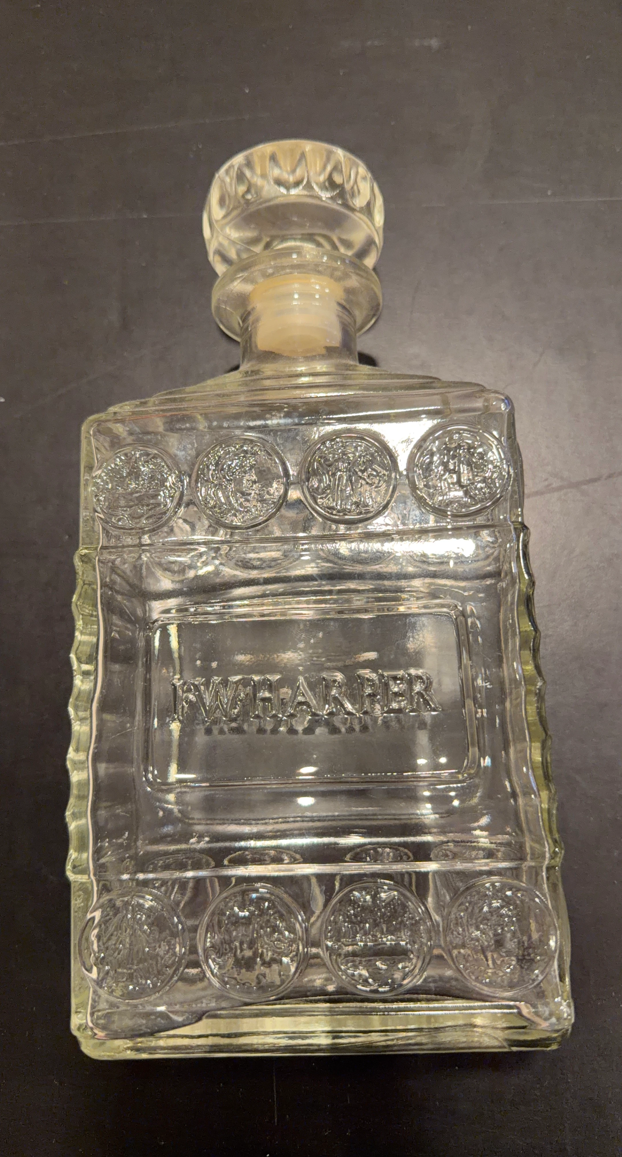 I.W. Harper Embossed Glass Decanter Bottle