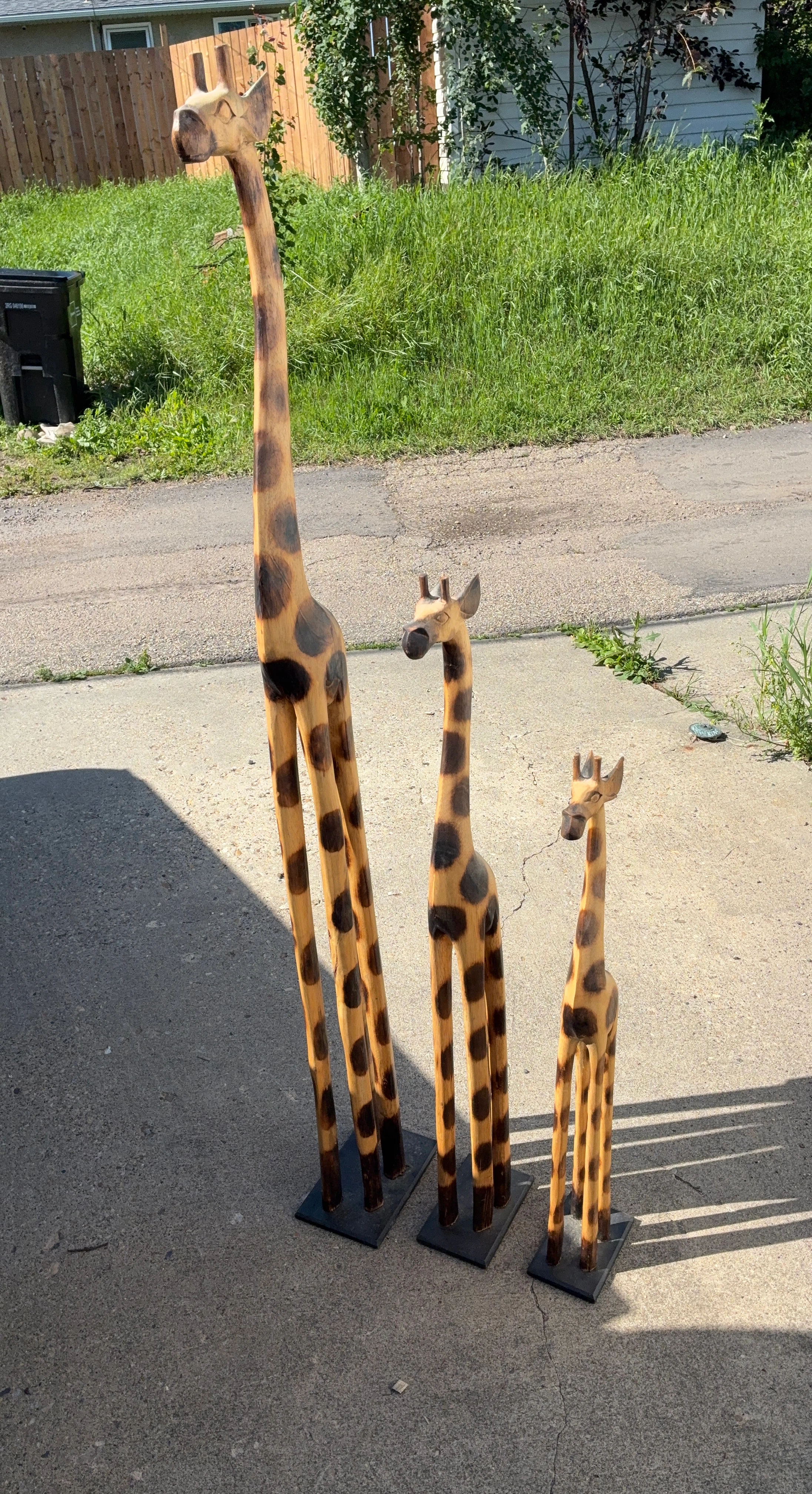 Set of 3 Wooden Giraffe Figurines