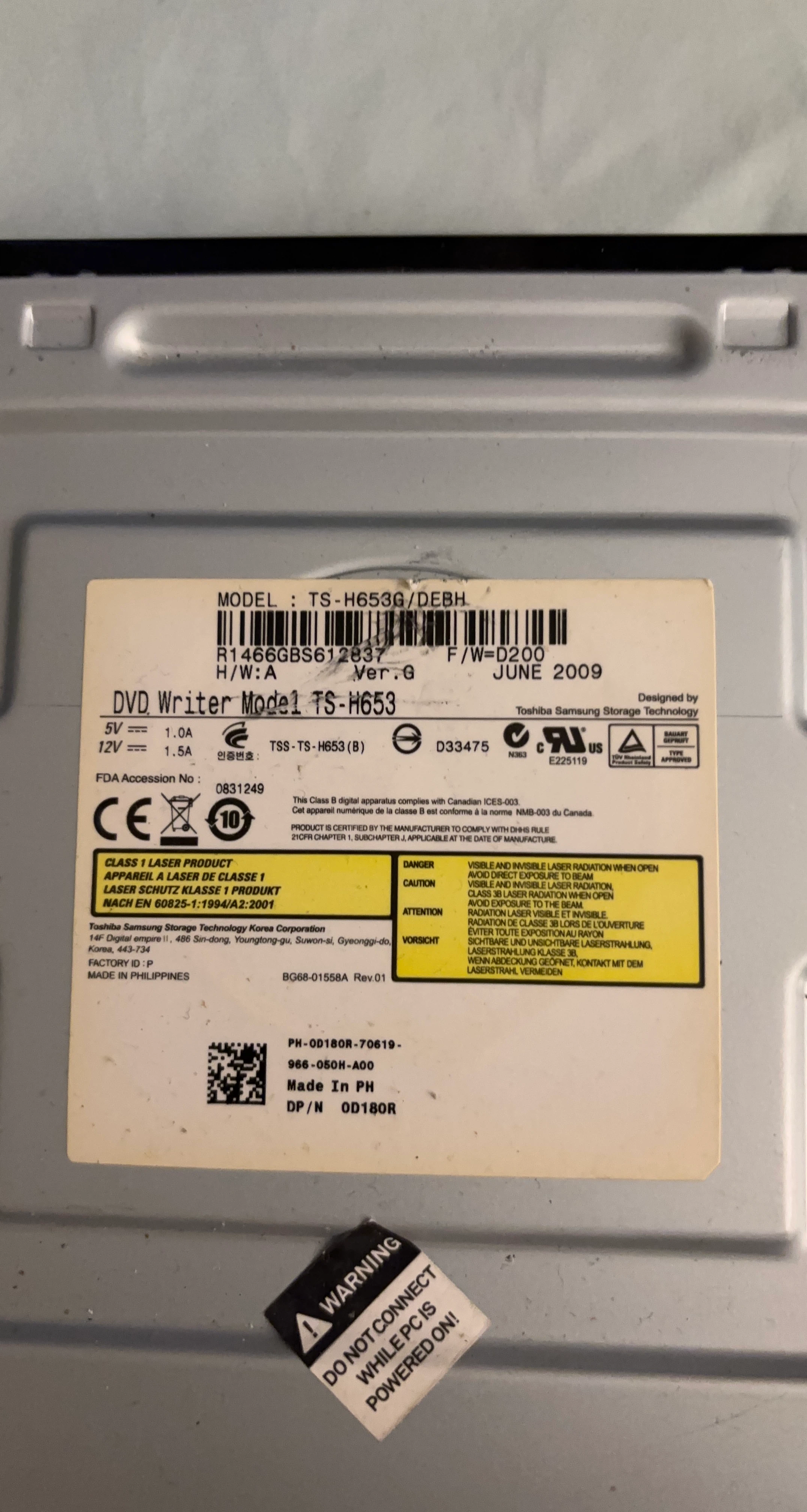 Toshiba Samsung DVD Writer TS-H653
