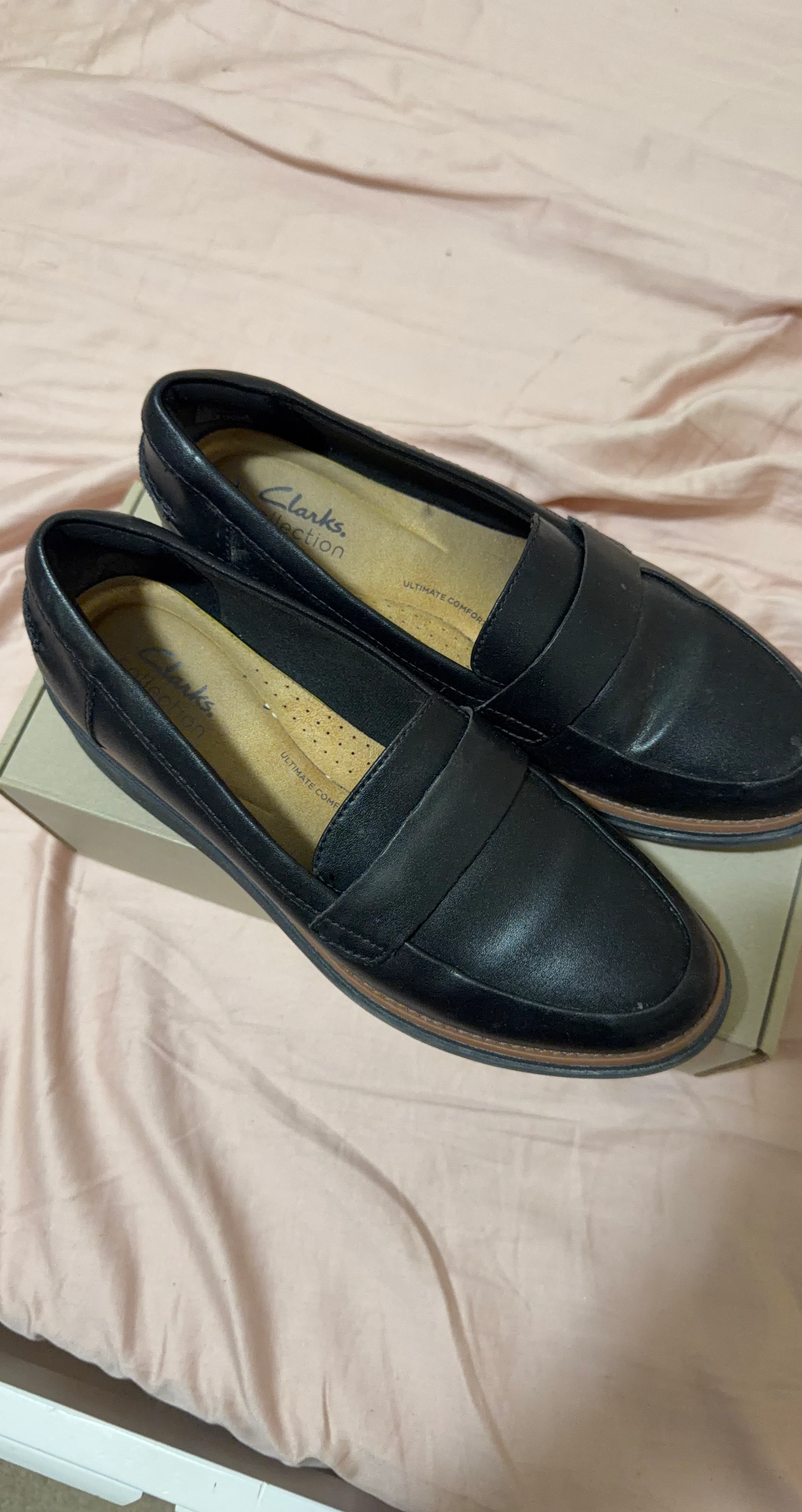 Clarks Collection Black Leather Loafers