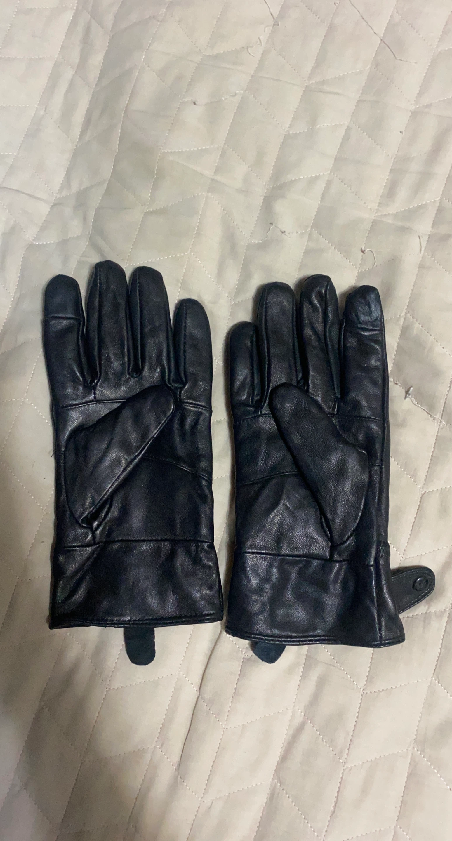 Adult Sized Black Leather Gloves