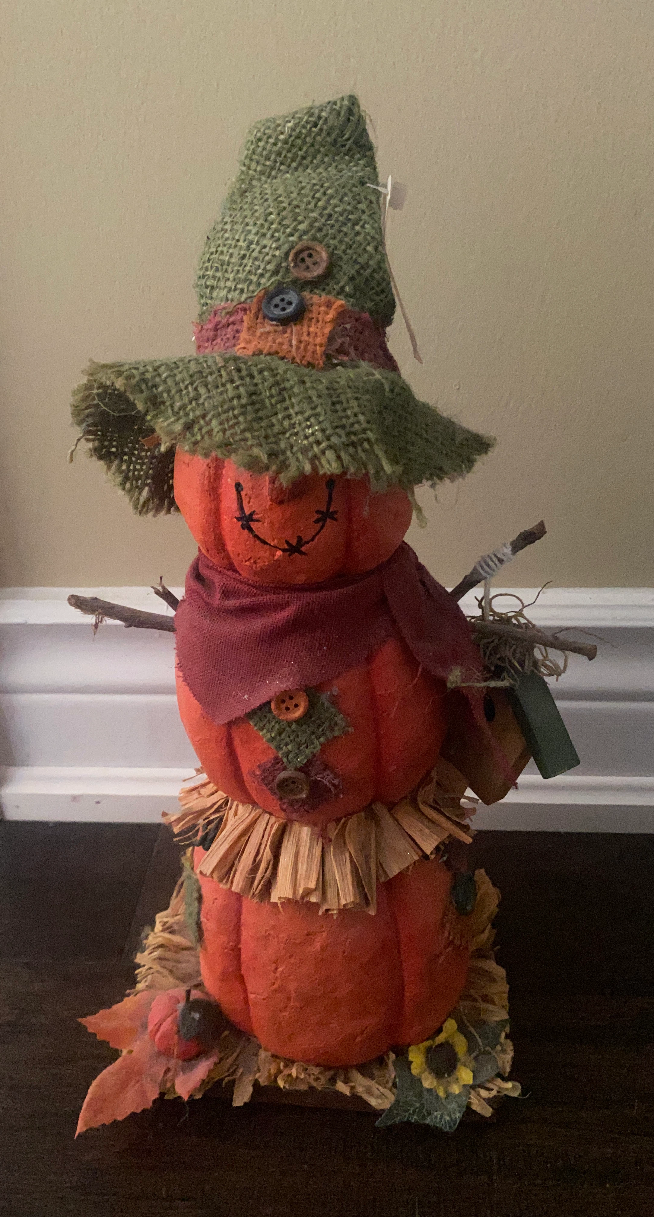 Stacked Pumpkin Scarecrow Decoration