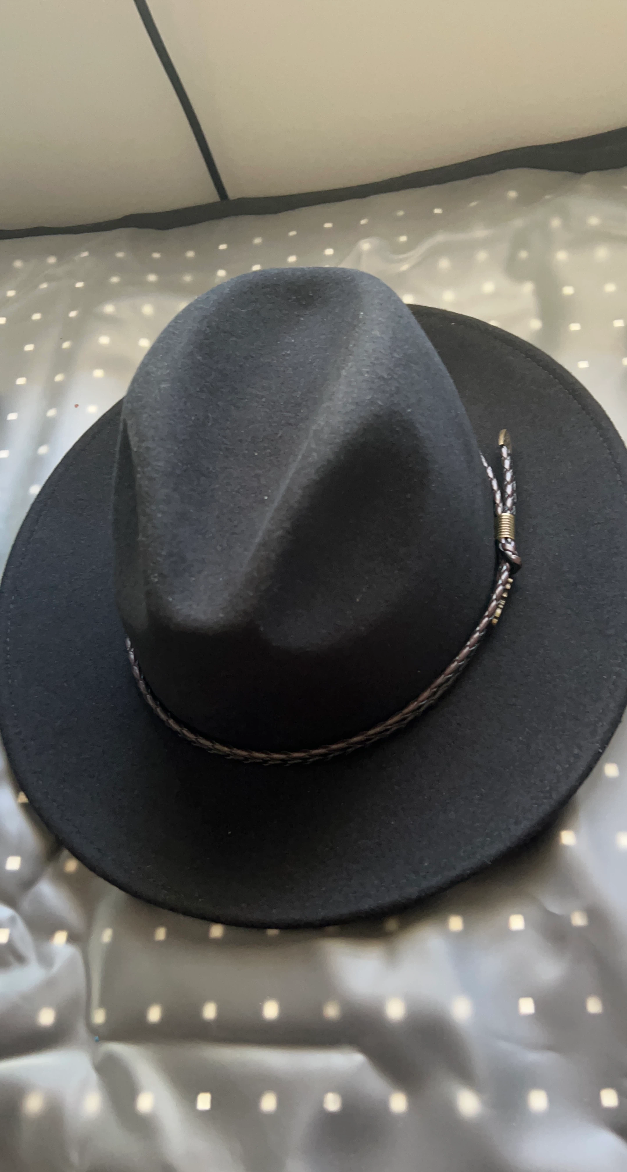 Black Fedora Hat with Braided Band