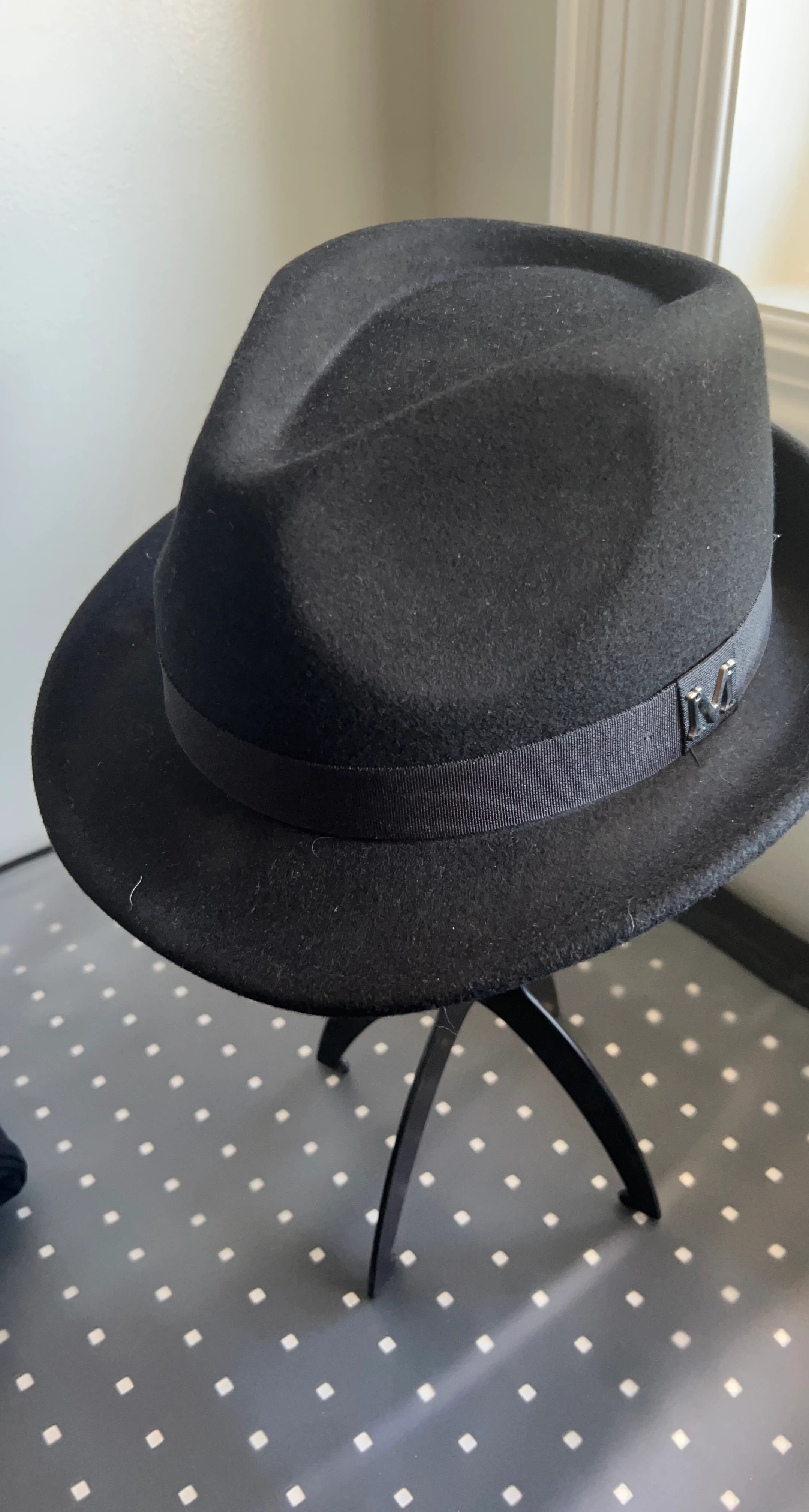 Black Wool Fedora Hat