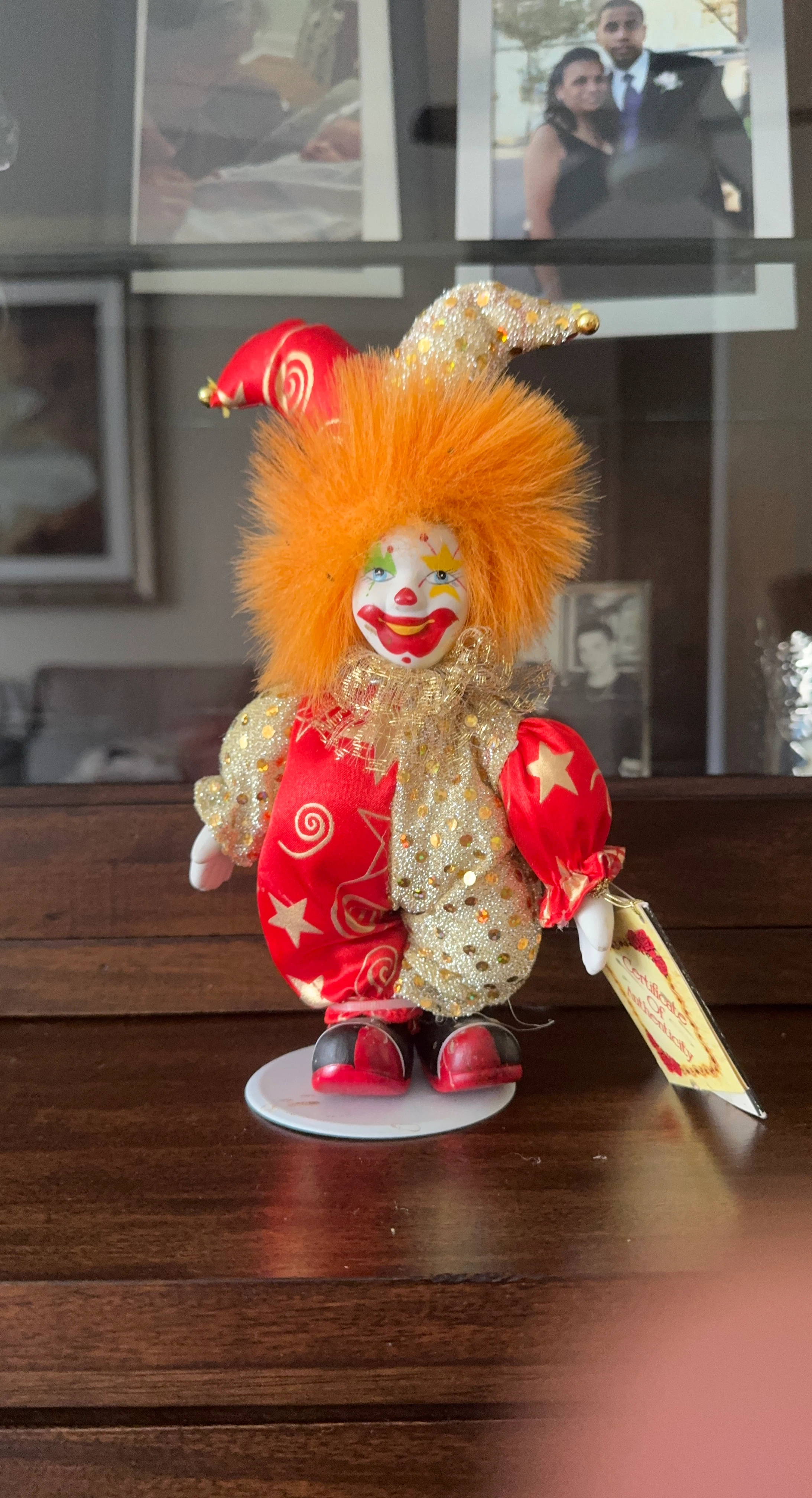 Porcelain Clown Doll with Certificate of Authenticity