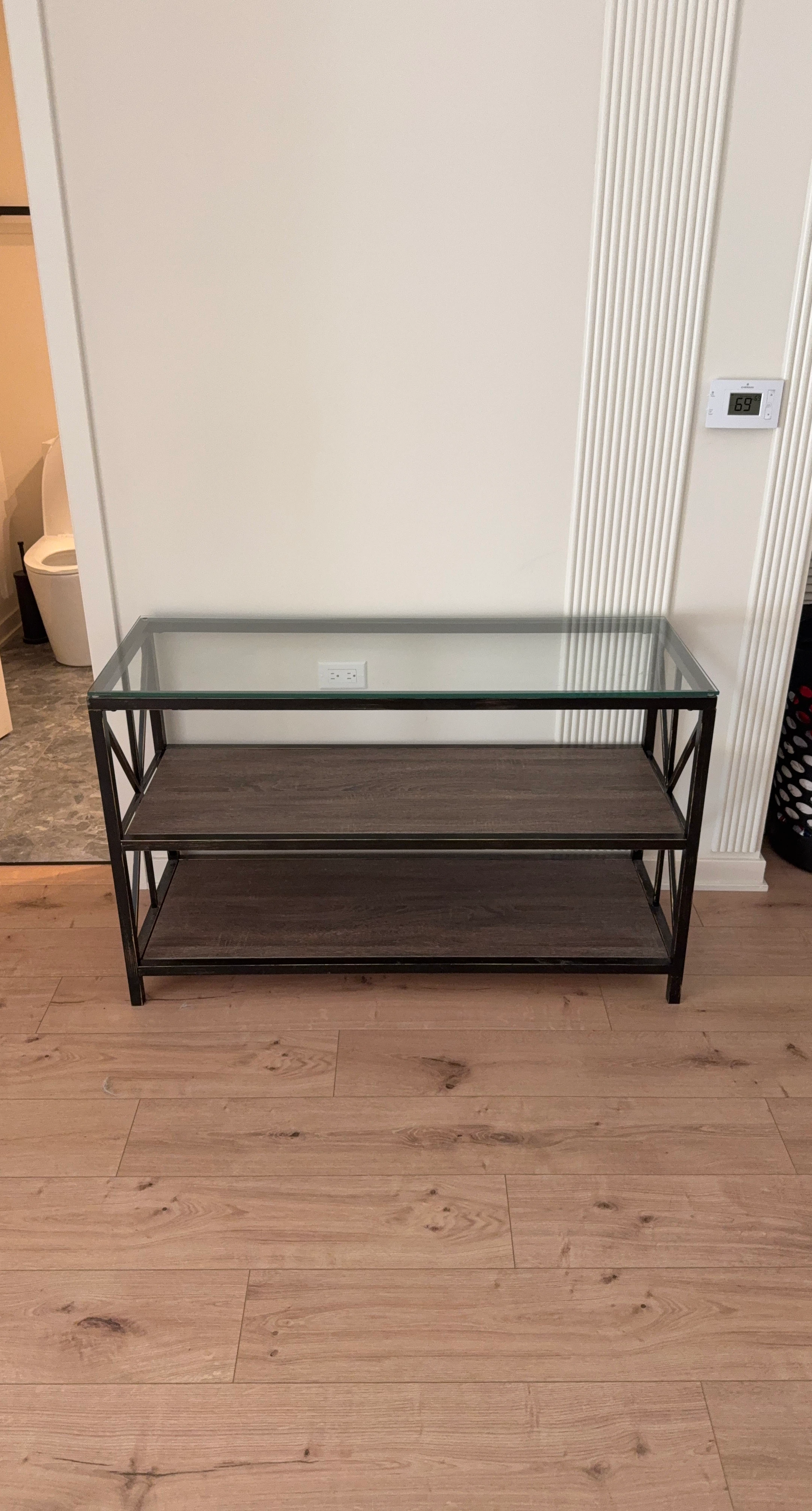 Glass Top 2-Shelf Console Table