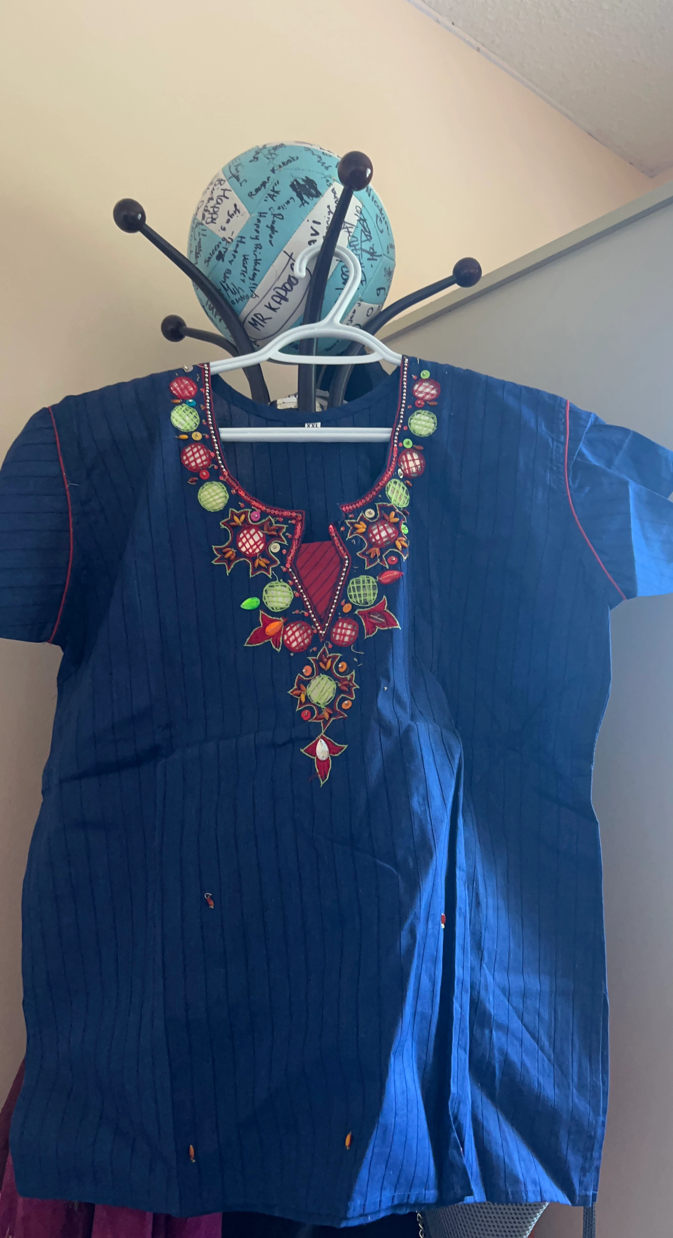 Dark Blue Embroidered Top - XXL