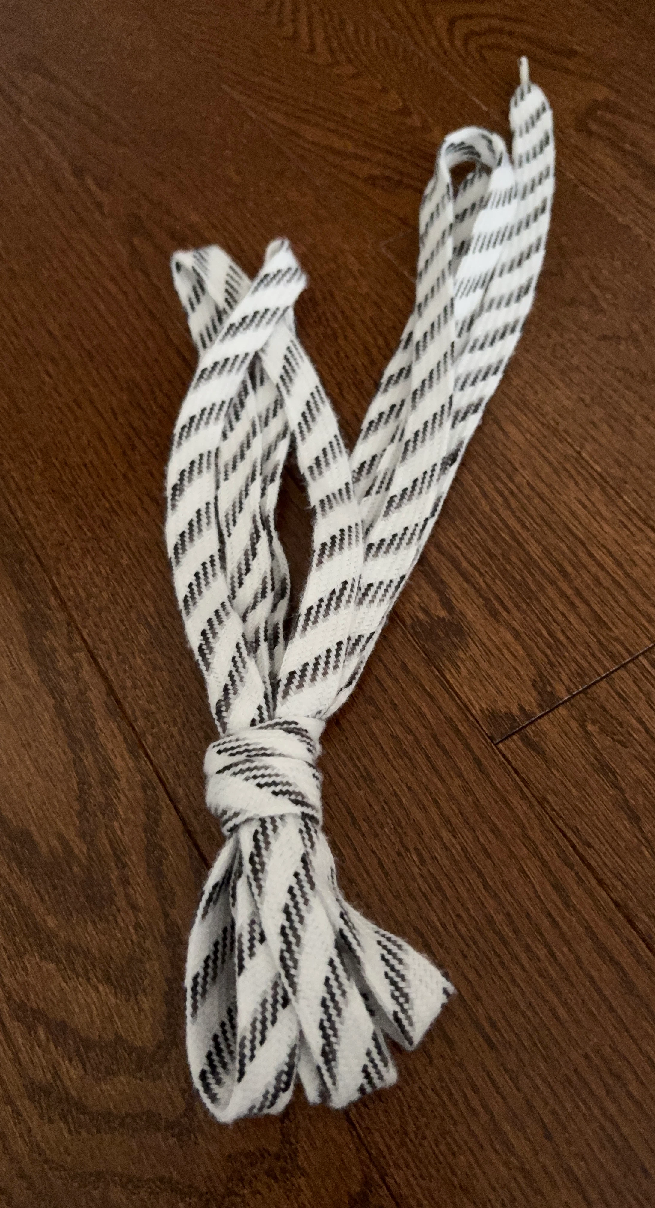 White and Black Striped Skate Laces