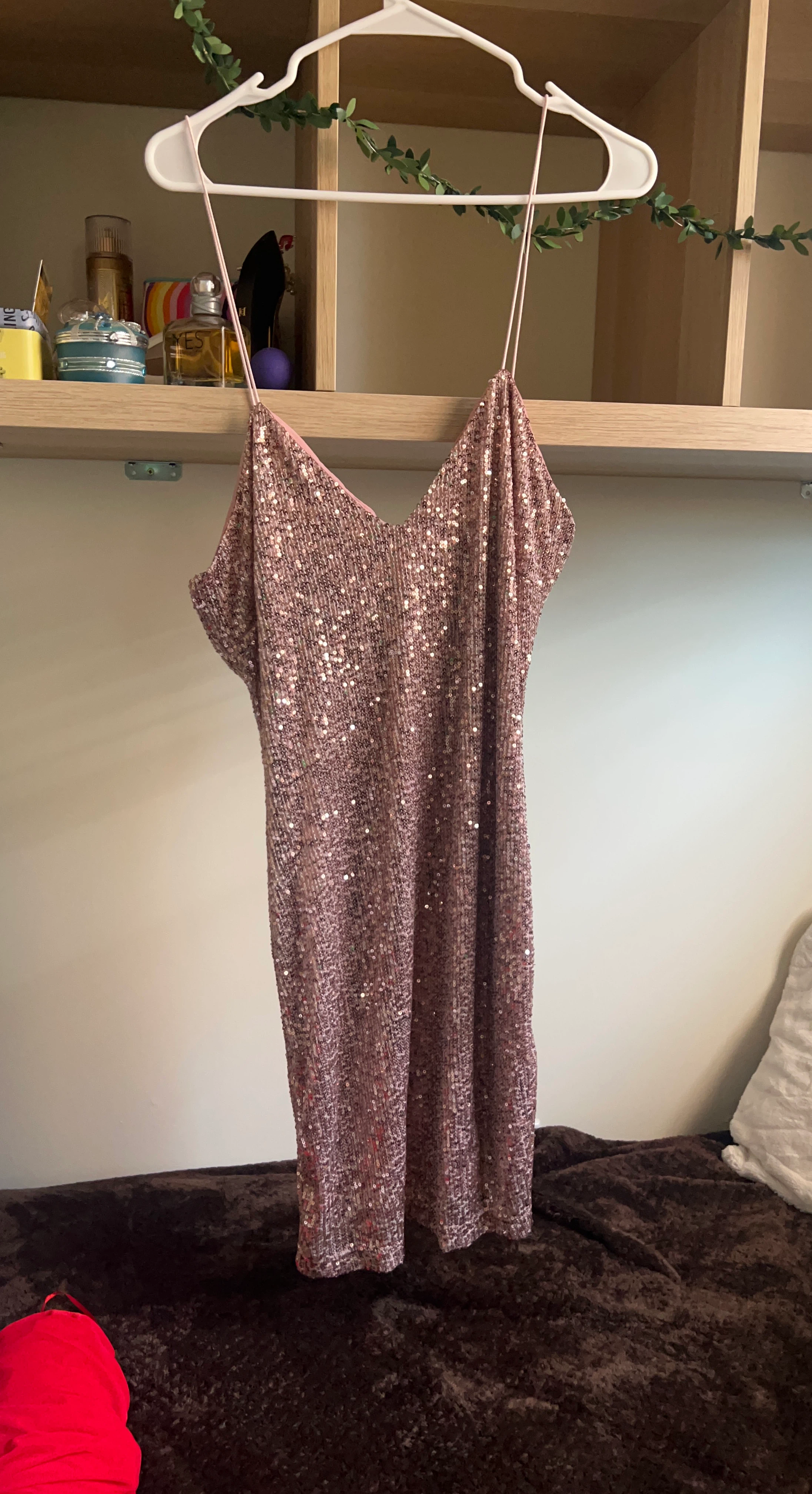 Revamped Rose Gold Sequin Slip Dress