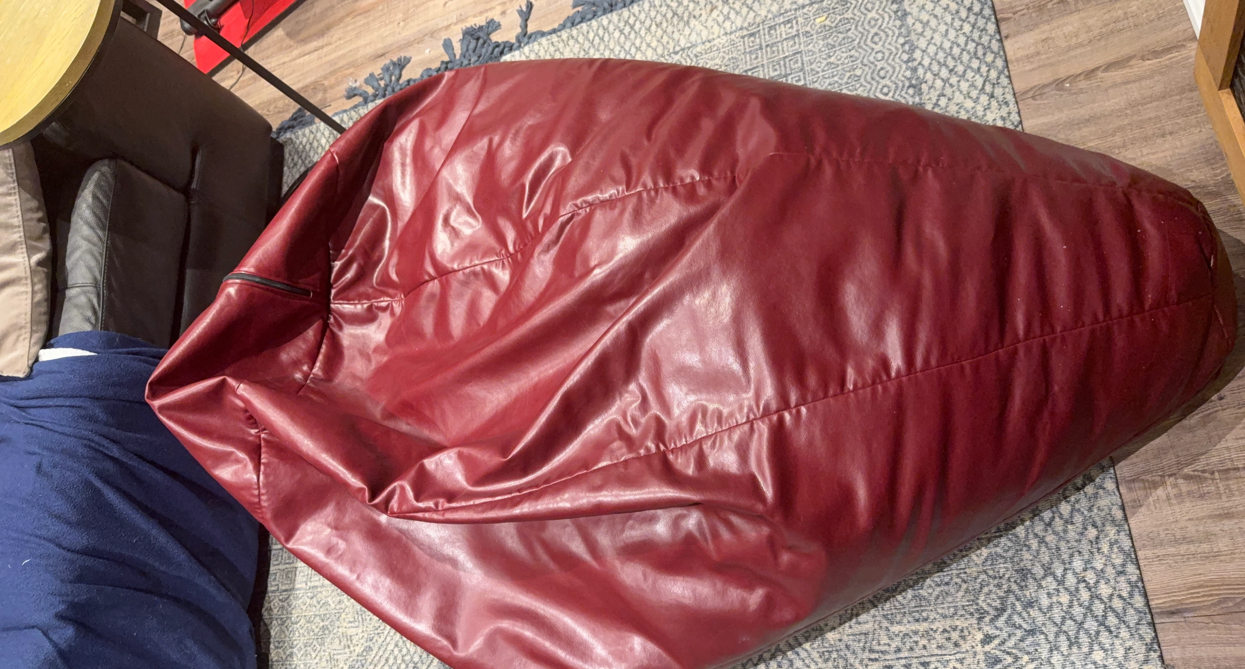 Large Red Faux Leather Bean Bag Chair