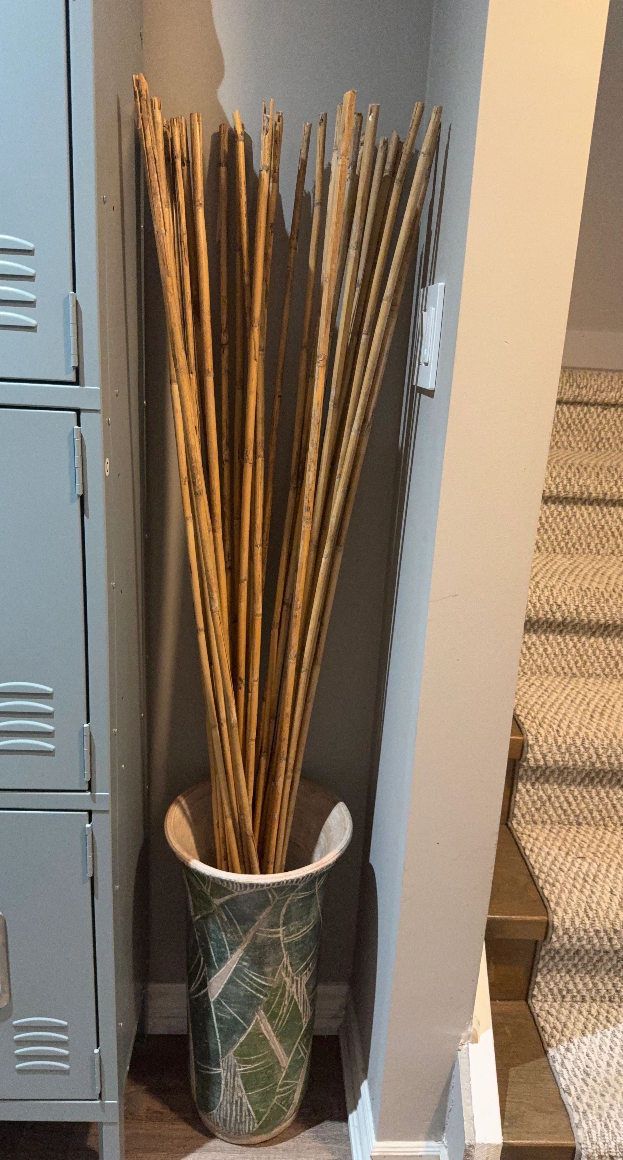 Decorative Bamboo Sticks in Patterned Vase