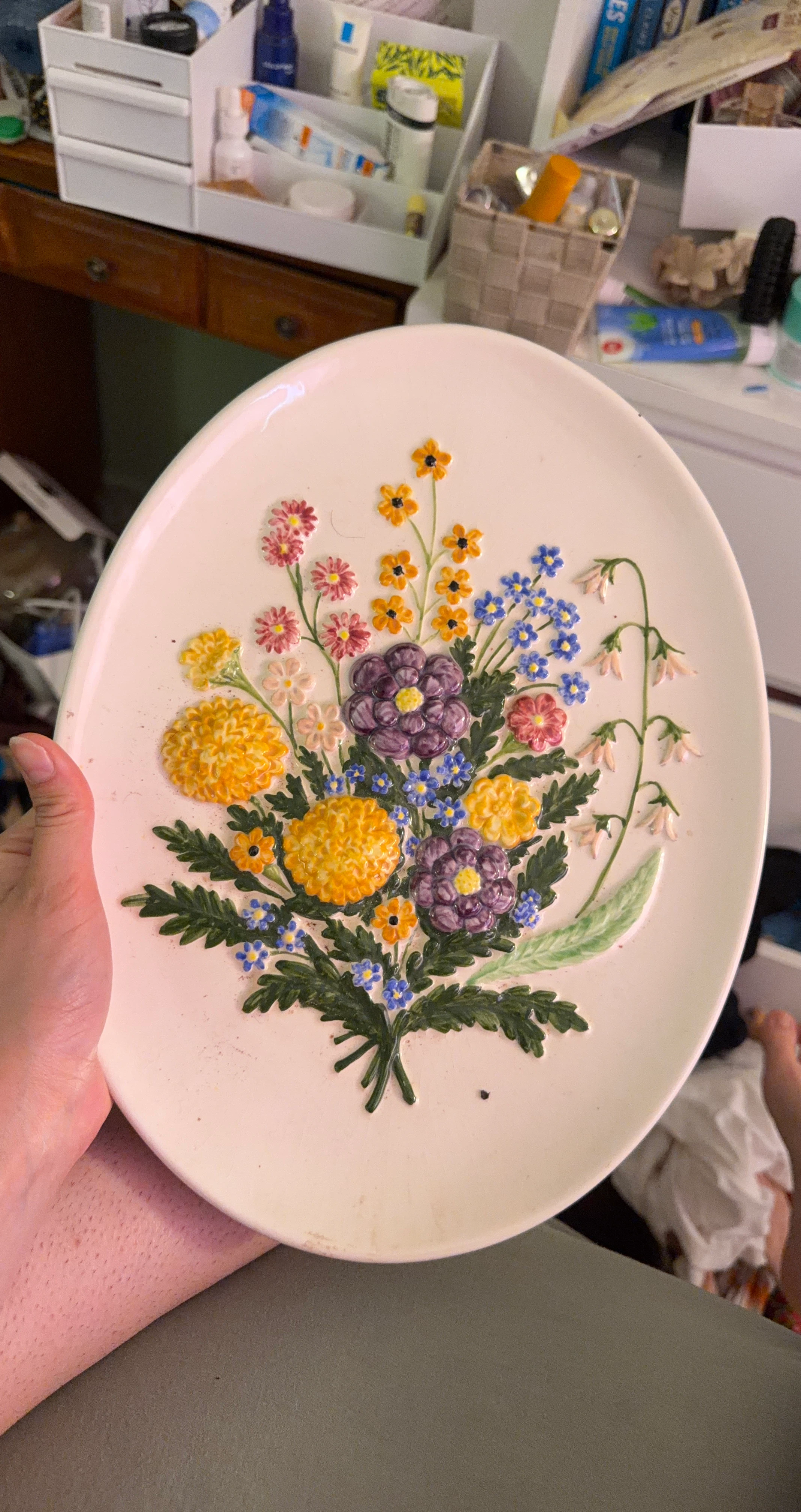 Embossed Floral Decorative Plate