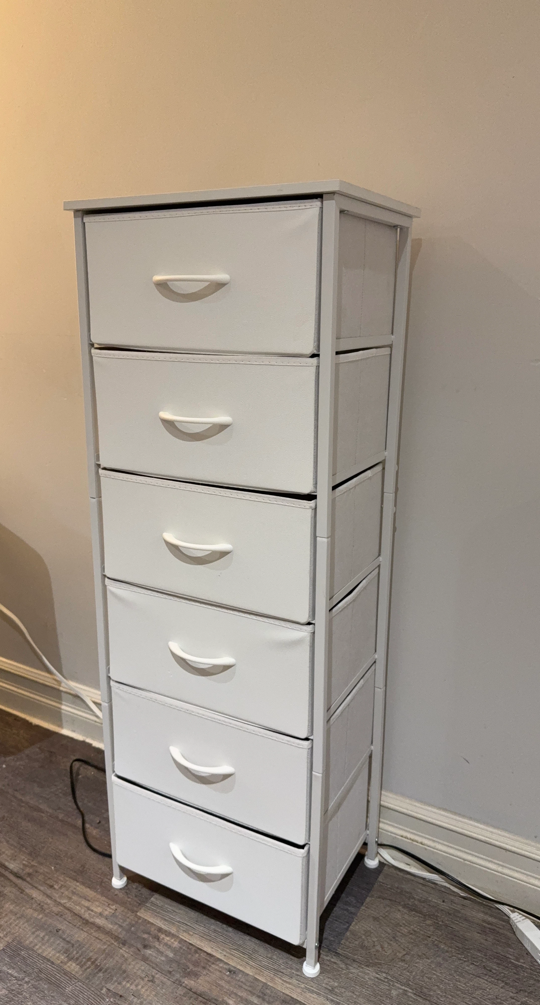 White 6-Drawer Fabric Dresser