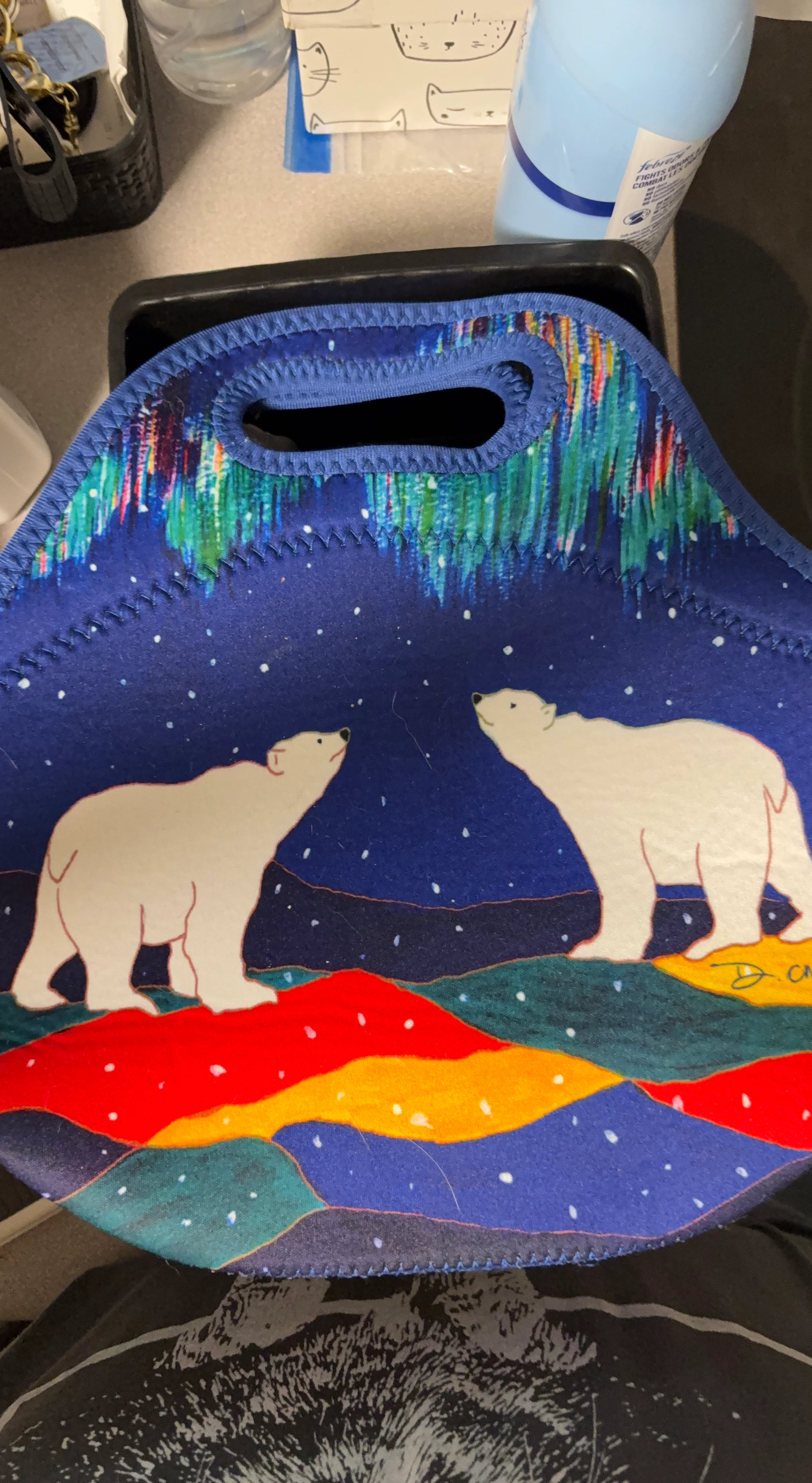 Polar Bear Aurora Borealis Neoprene Lunch Bag