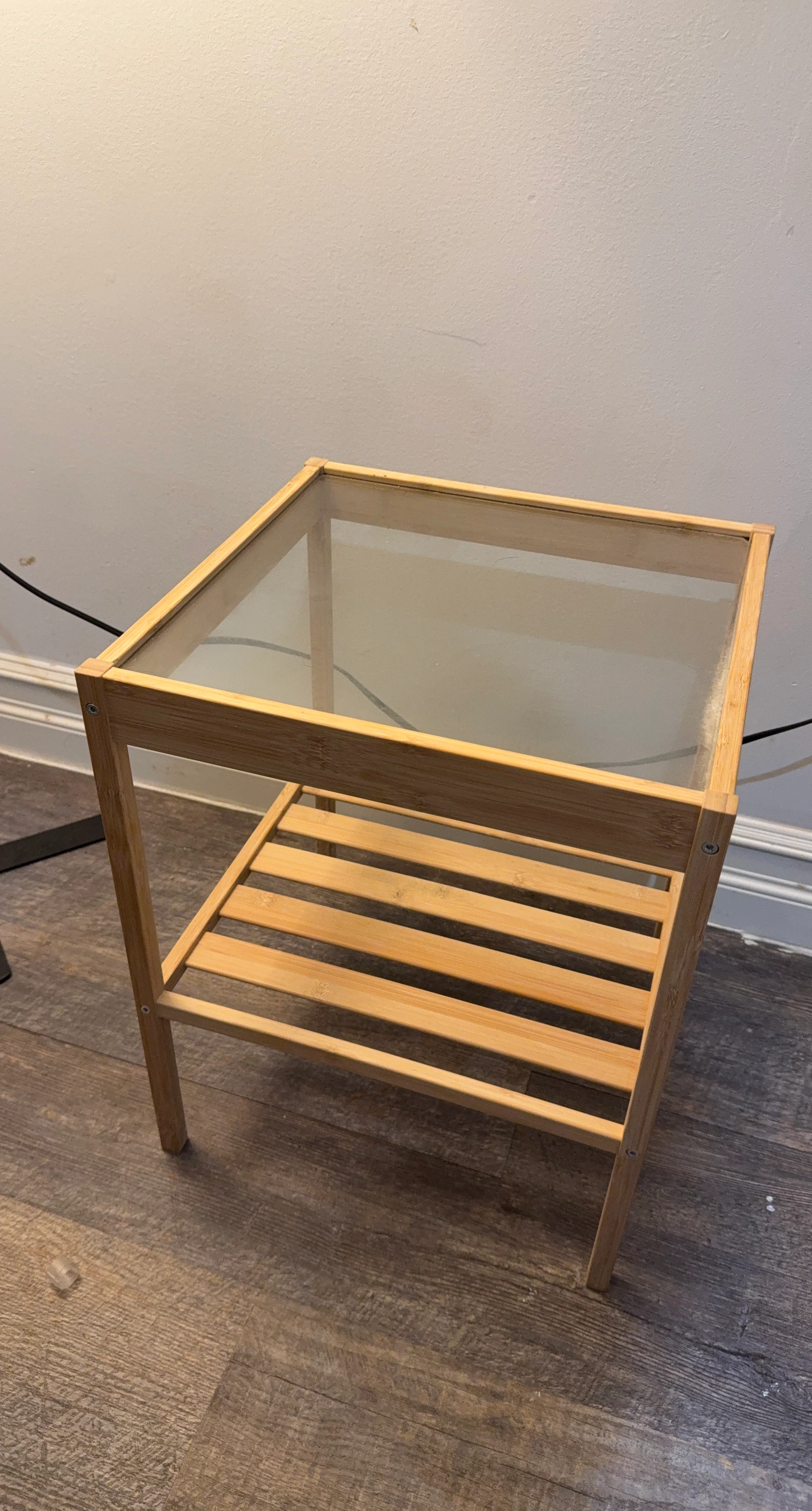 Bamboo and Glass End Table