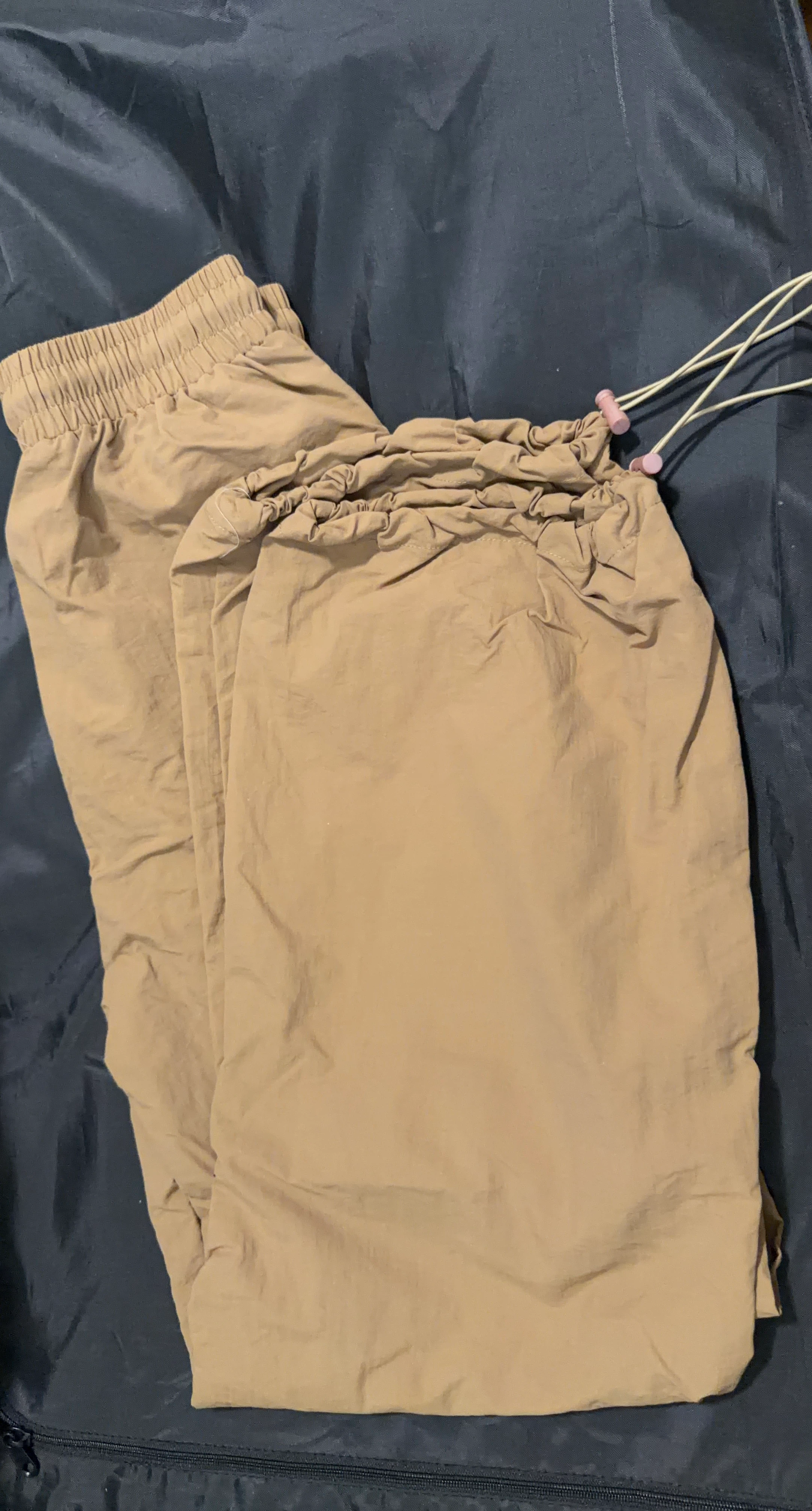 Tan Joggers with Drawstring Waist