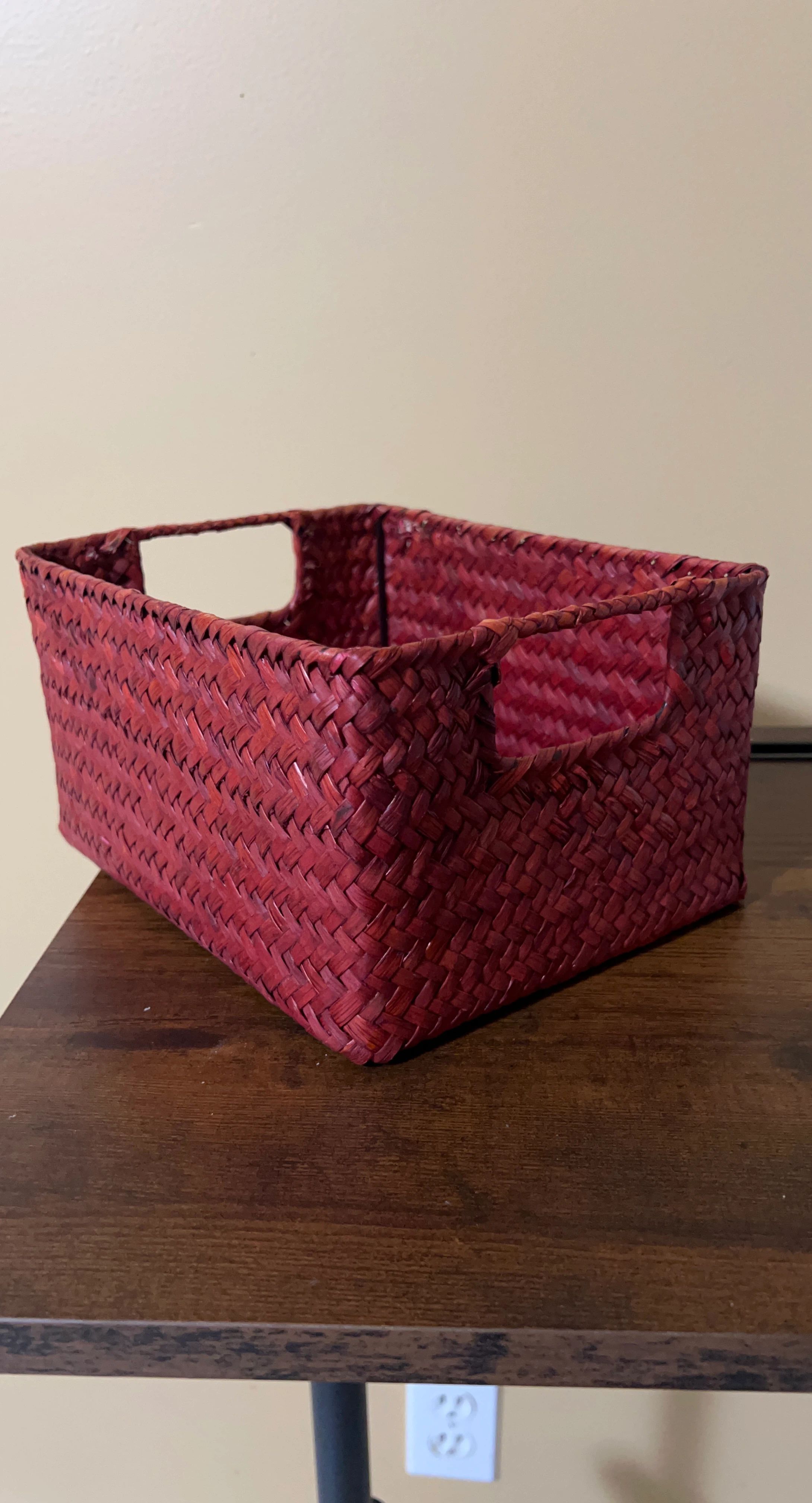 Red Woven Storage Basket