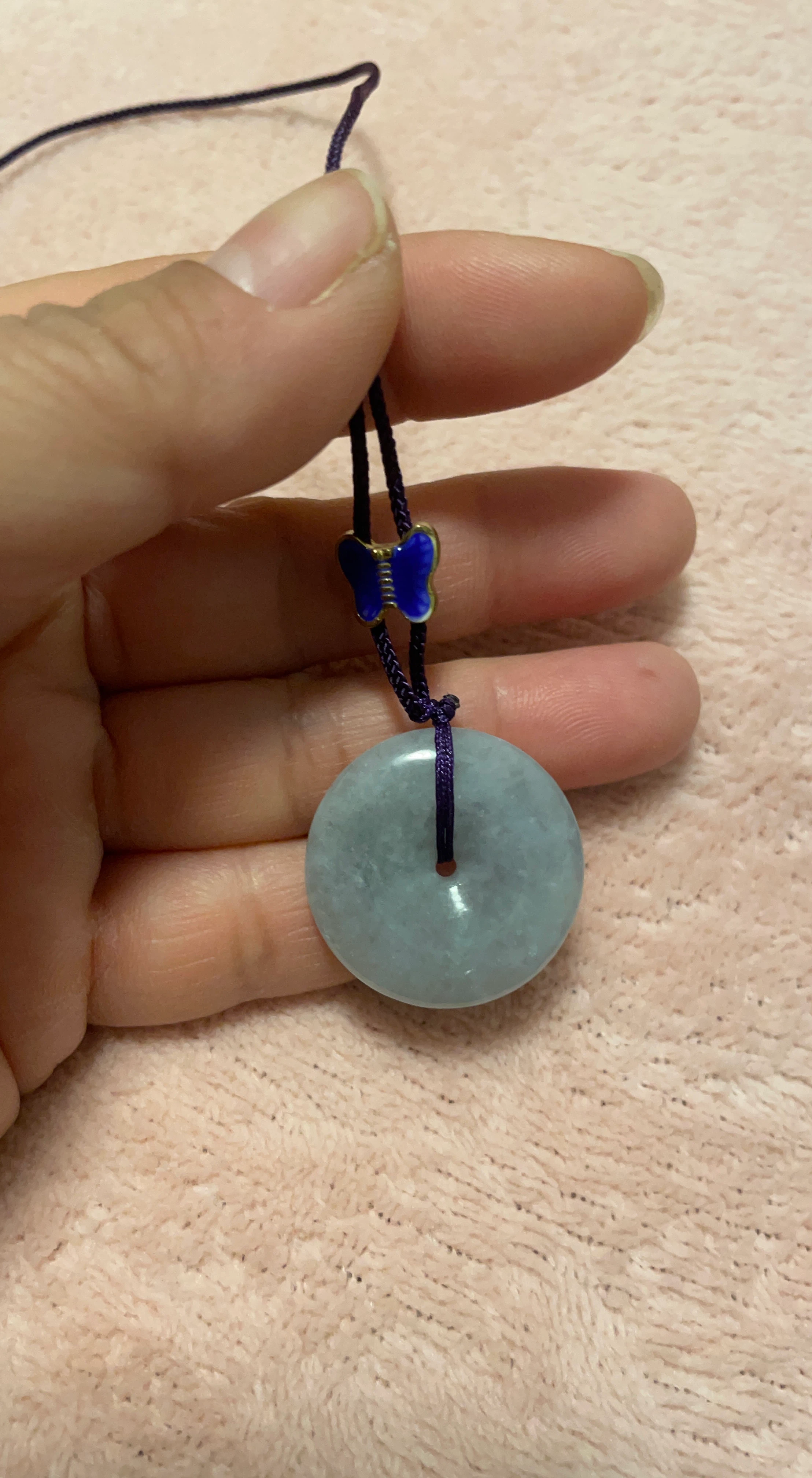 Jade Pendant Necklace with Butterfly Charm