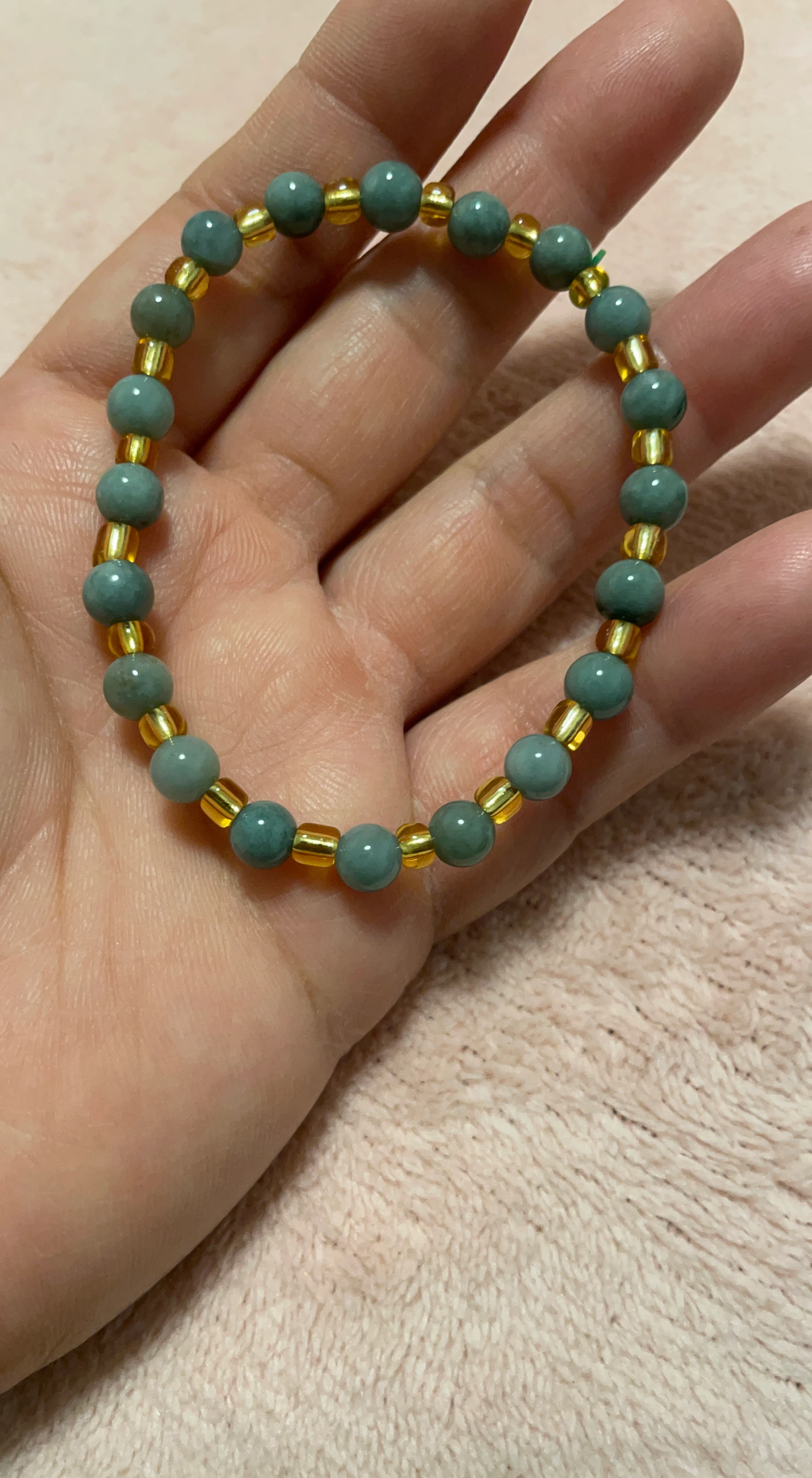 Jade and Gold Beaded Bracelet