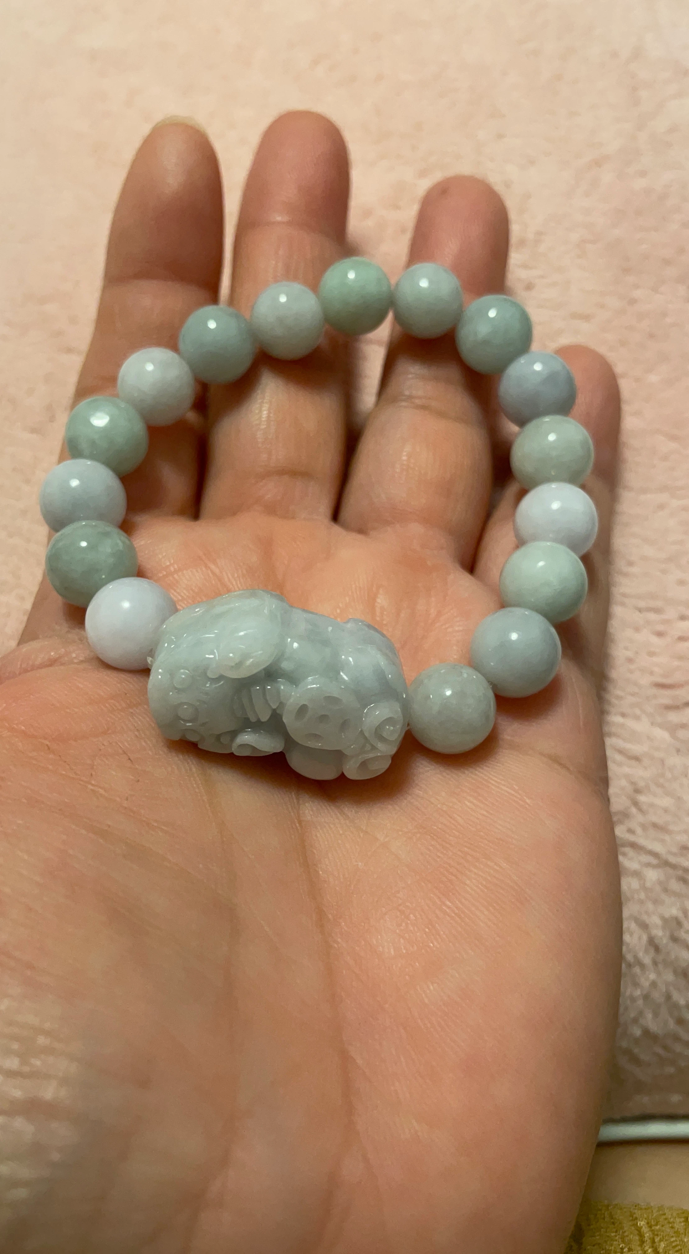 Jade Bracelet with Carved Charm