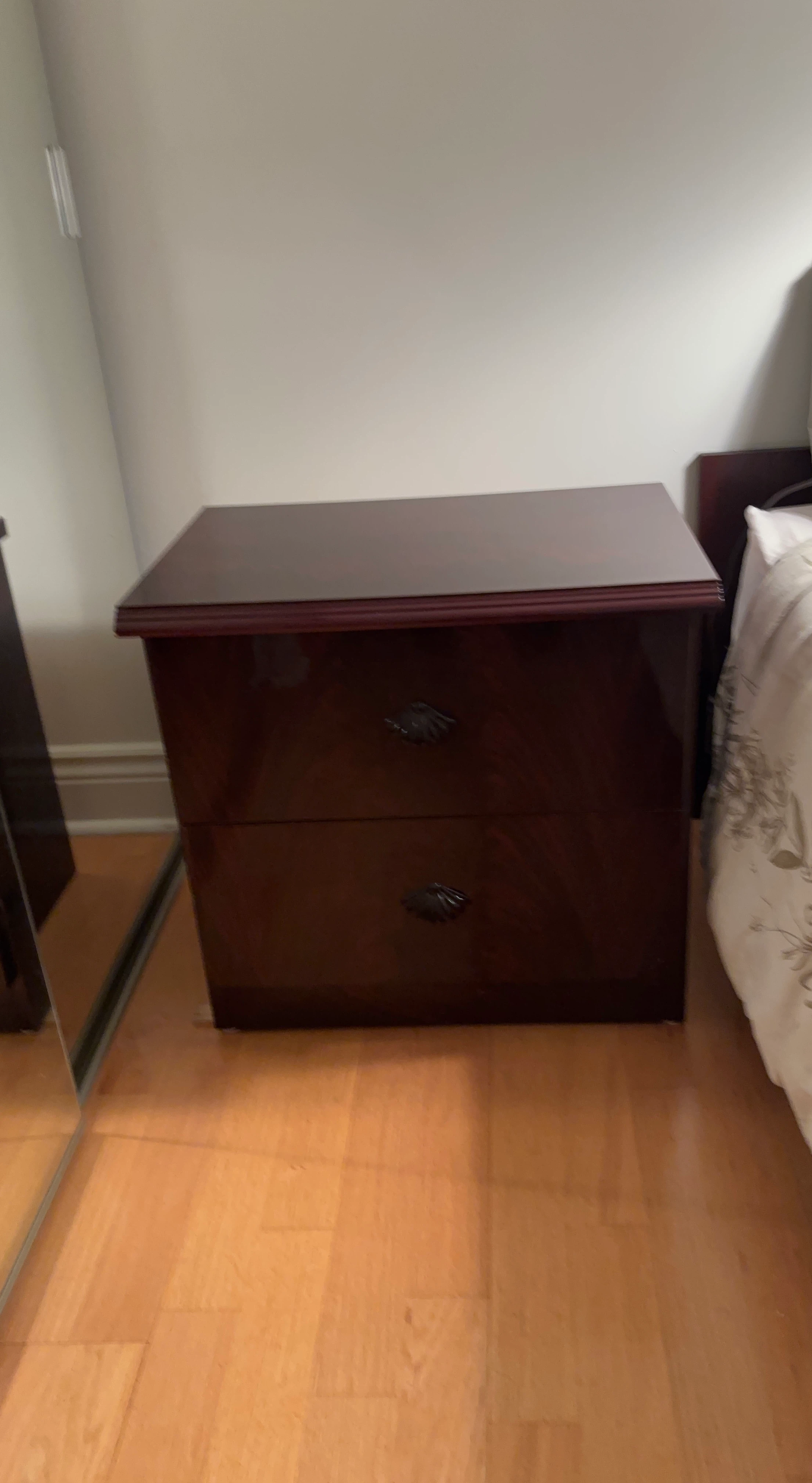 2 Dark wood nightstand with two drawers