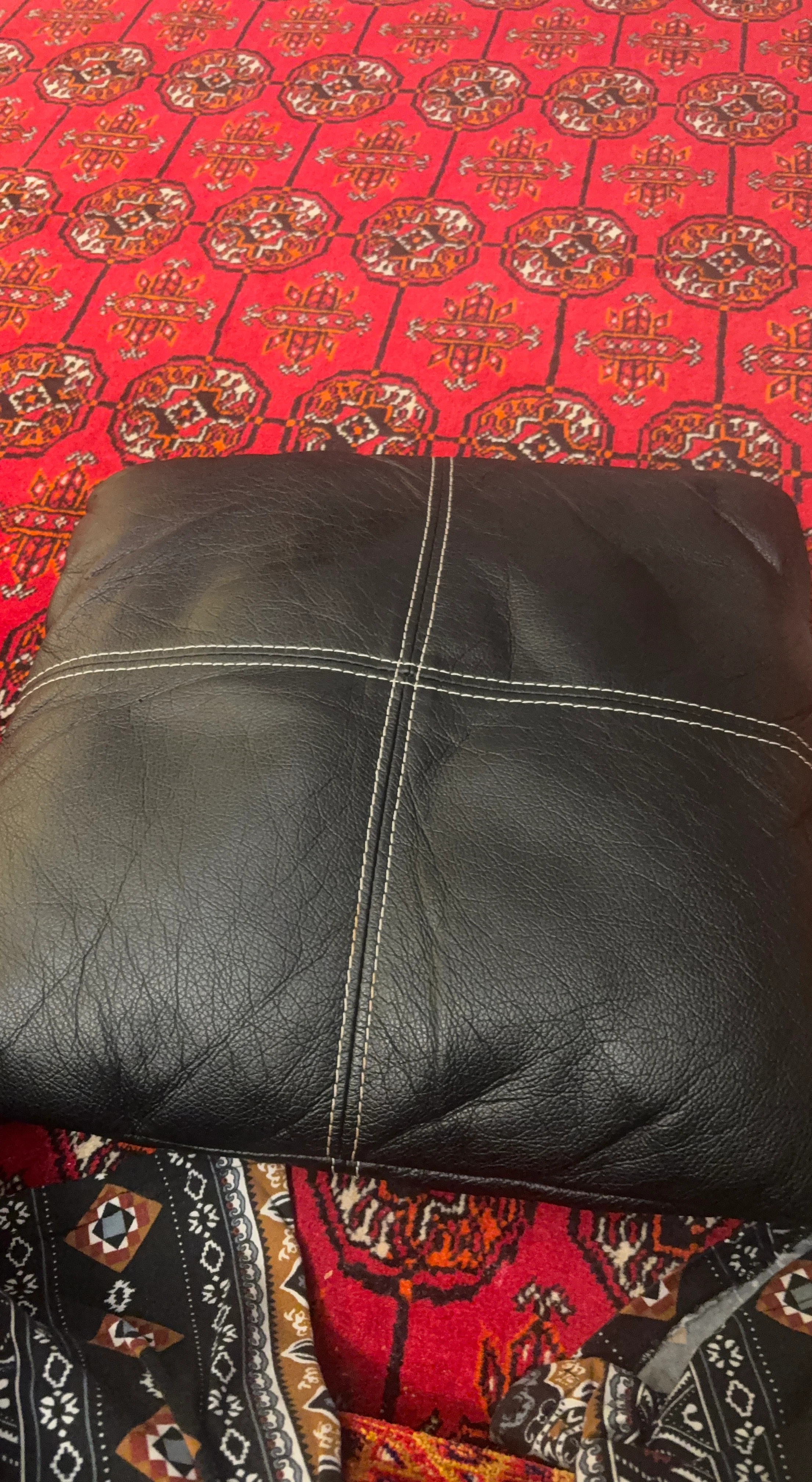 Black Leather Decorative Cushion