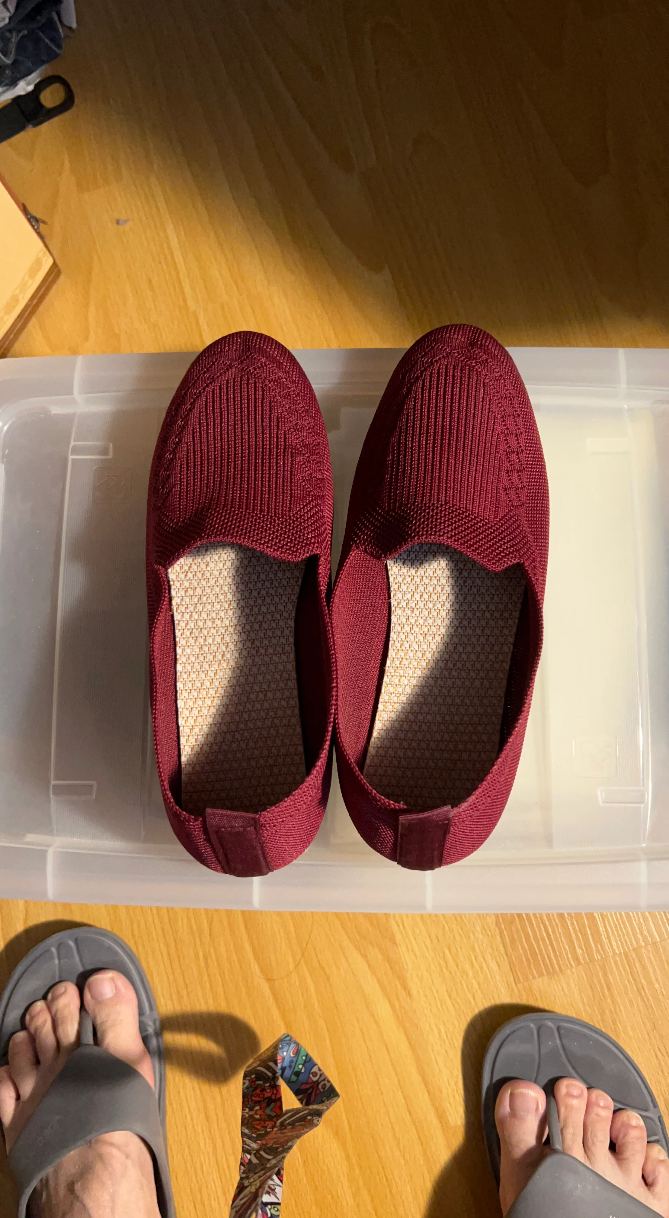 Maroon Knit Loafers - Women's Shoes