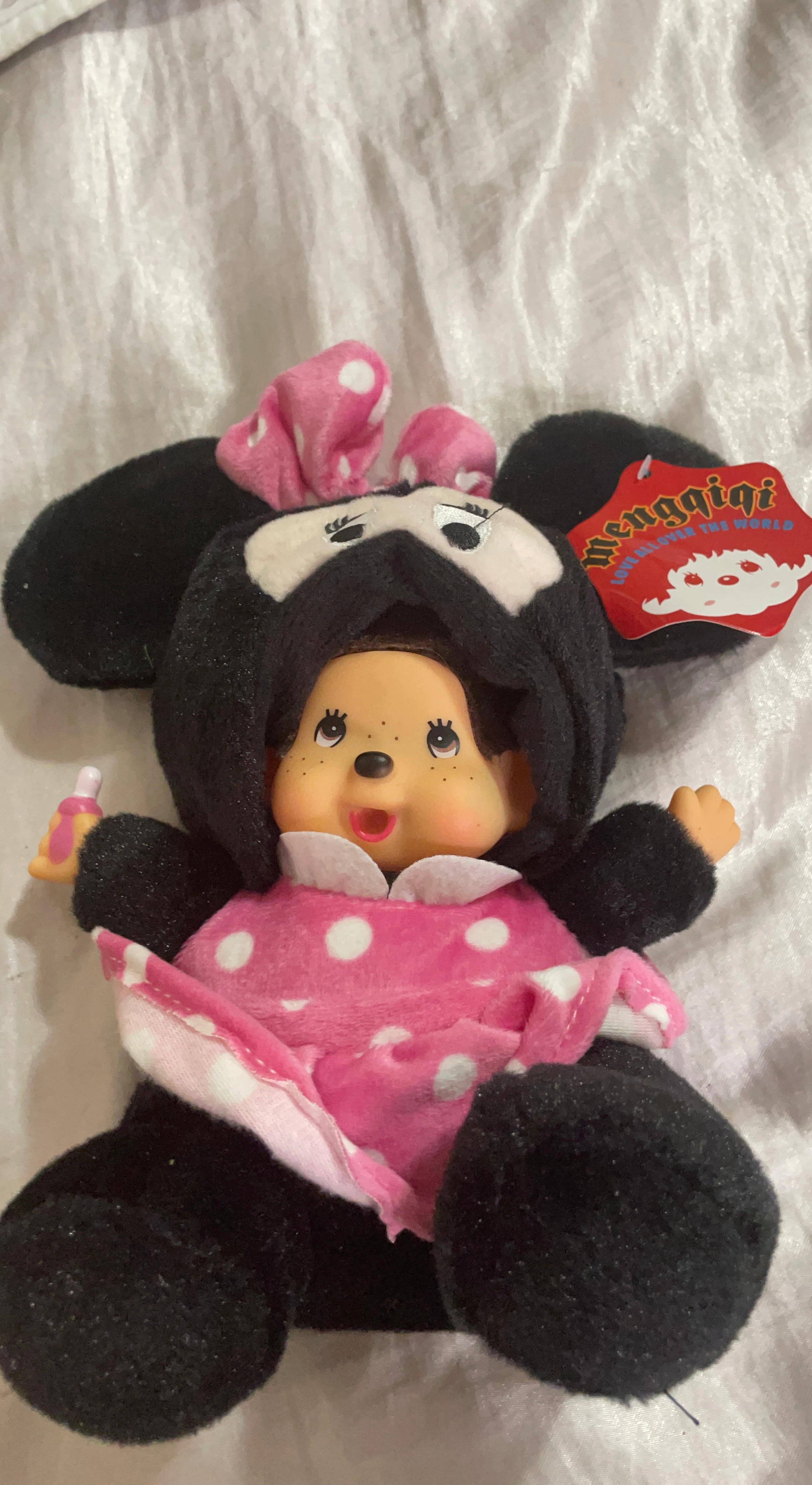 Monchichi Plush Toy with Minnie Mouse Outfit