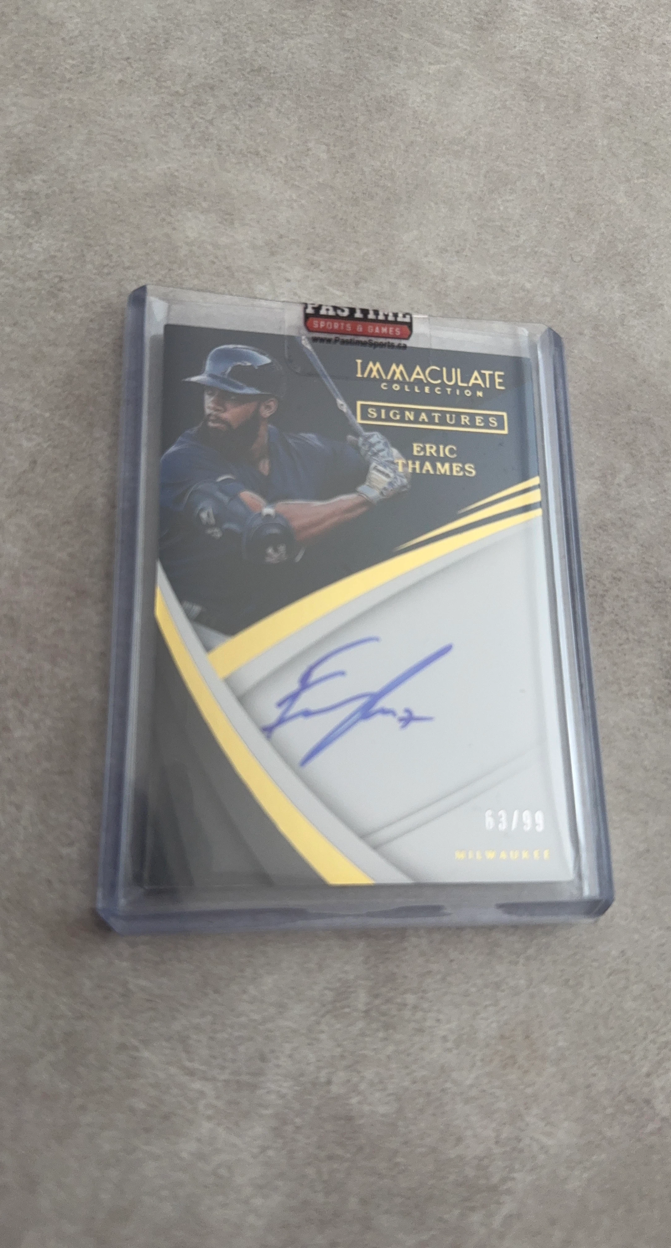2019 Panini Immaculate Collection Eric Thames Auto Card 63/99