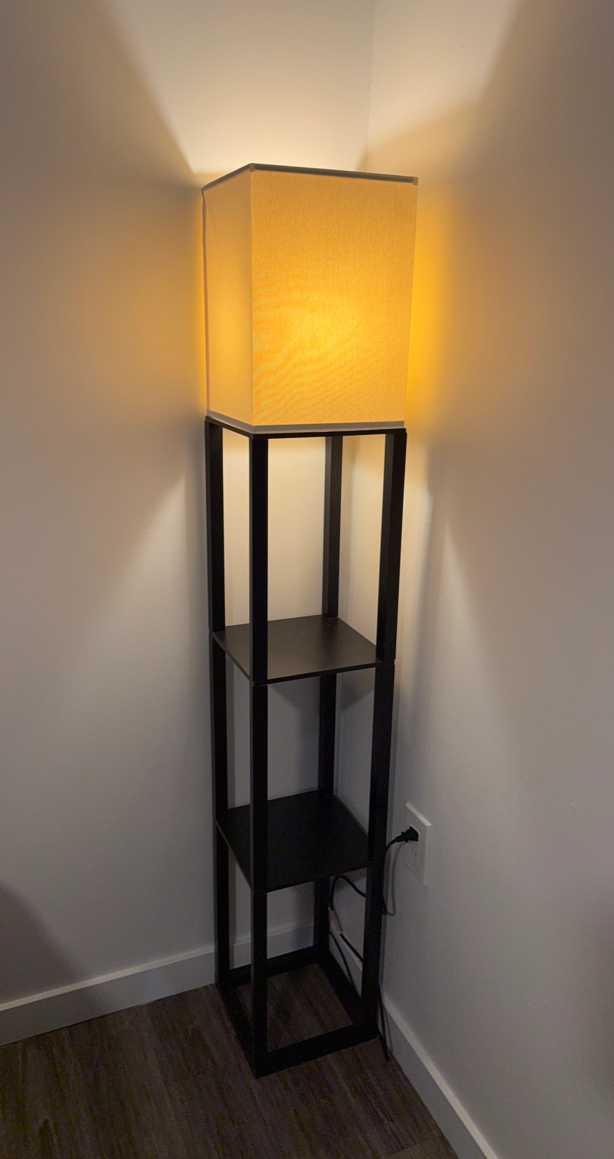 Black Floor Lamp with Shelves