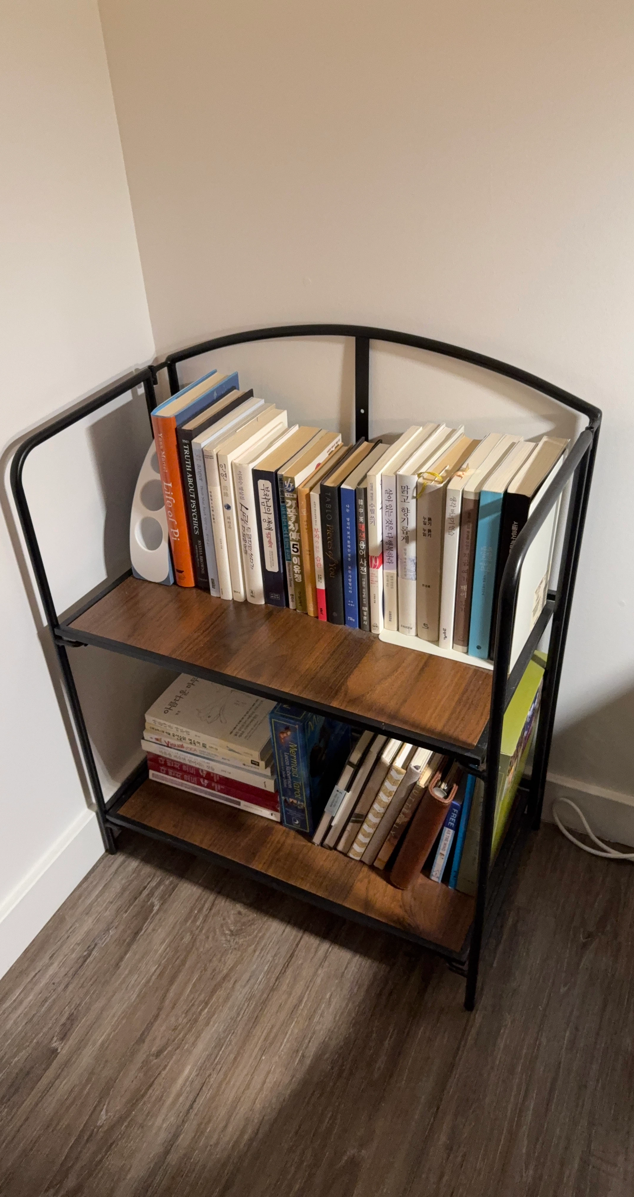 2-Shelf Foldable Bookcase with Wood Shelves