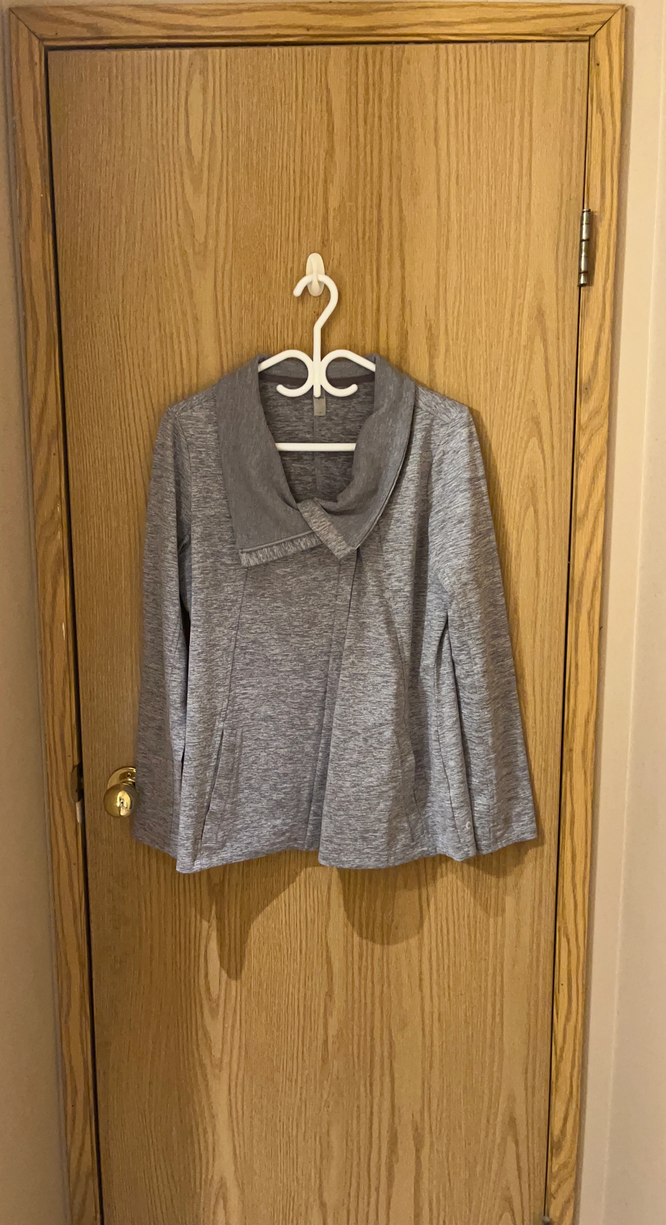 Athleta Grey Heathered Asymmetrical Collar Jacket