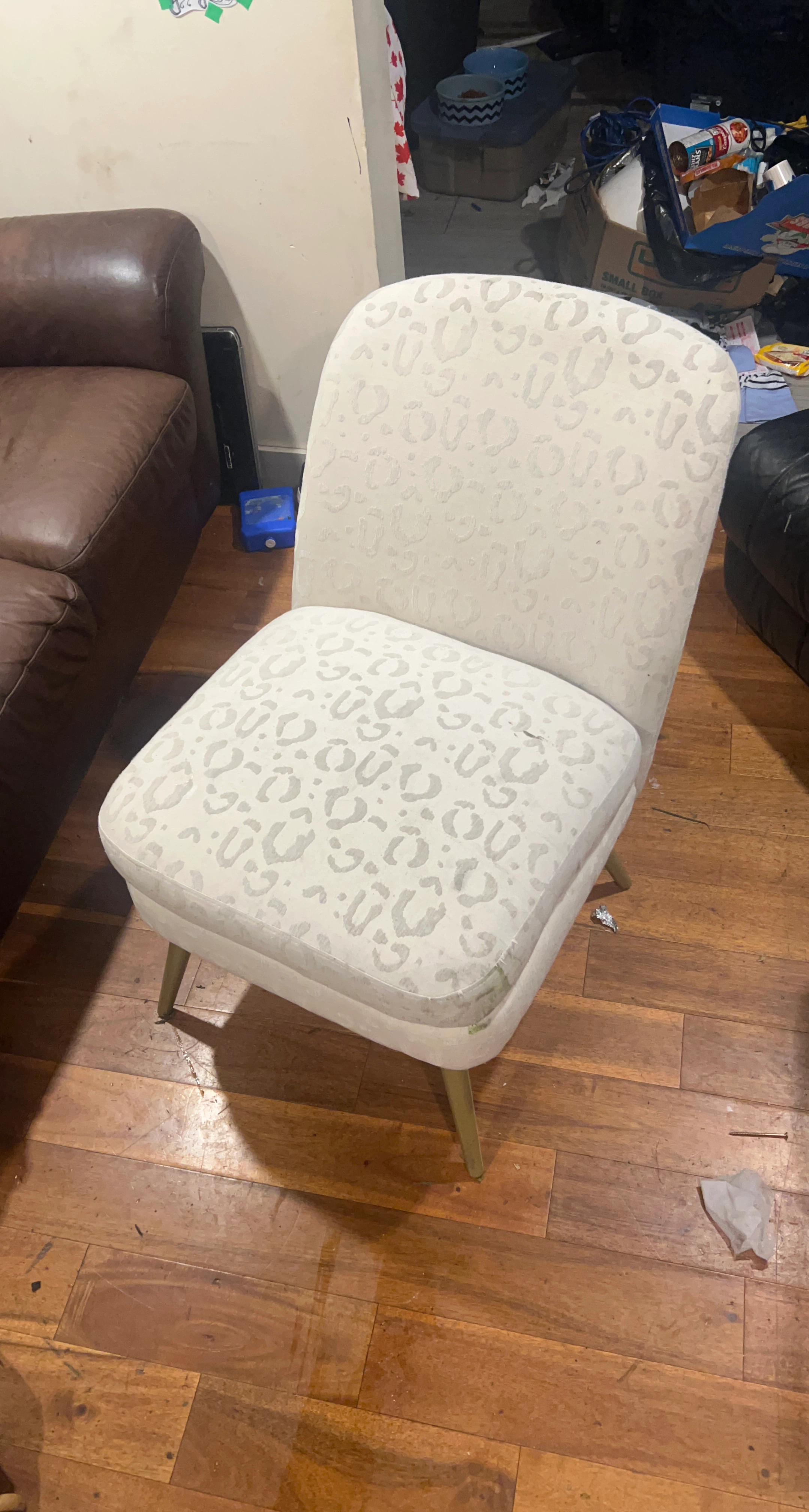 Accent Chair with Leopard Print Upholstery
