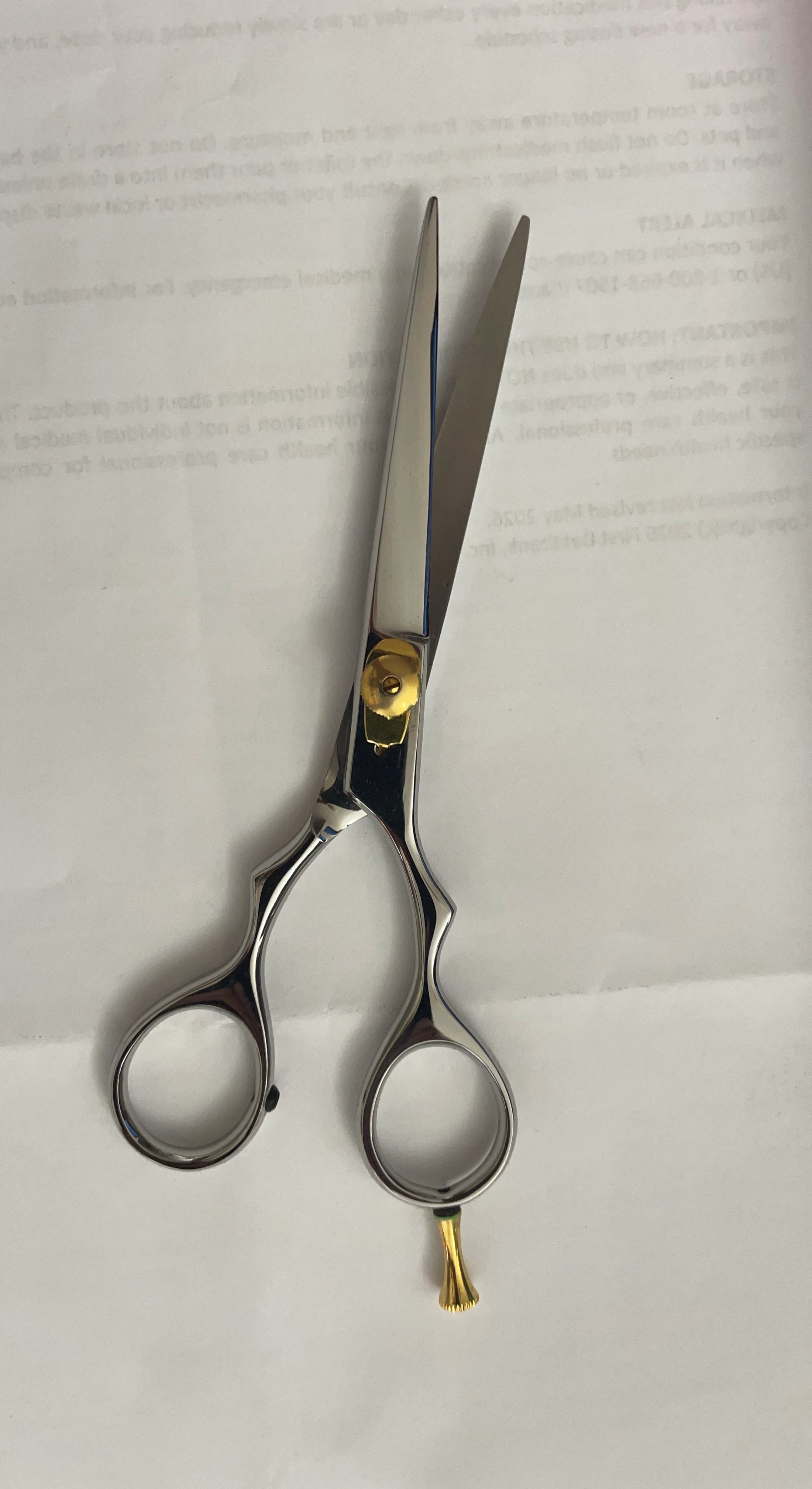Silver Barber Shears with Gold Accents